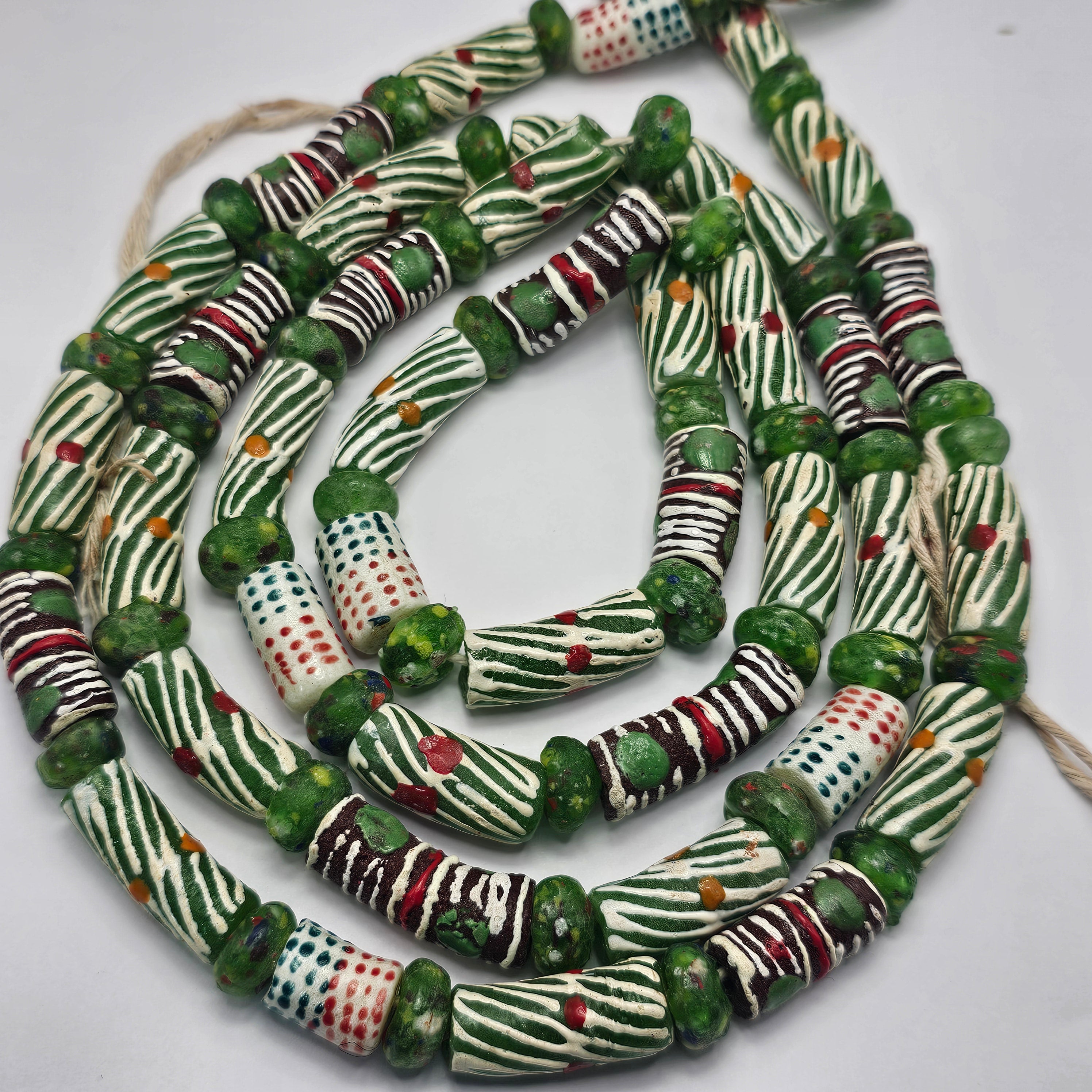 Green Long Strand African Beads, Jewelry Making