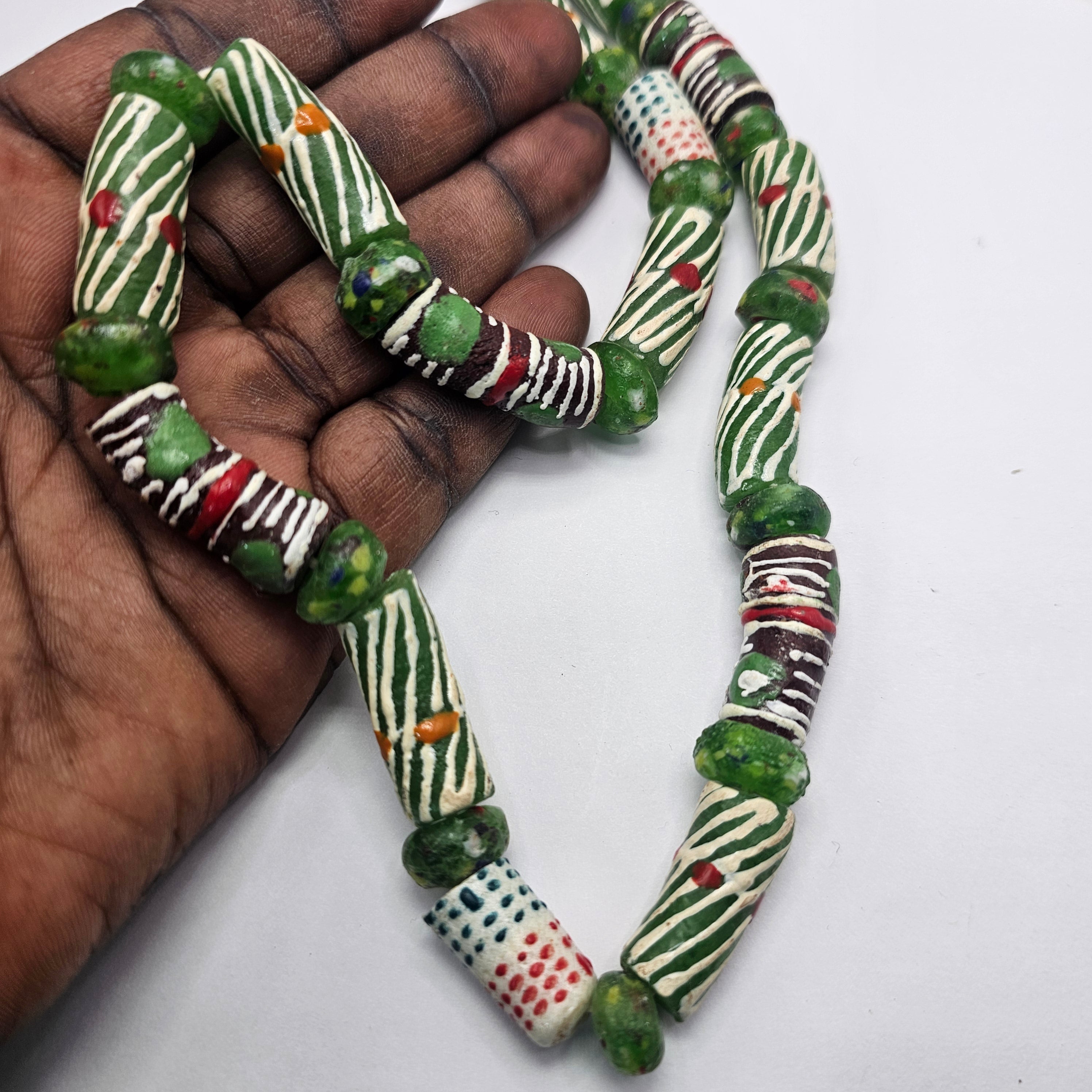 Green Long Strand African Beads, Jewelry Making