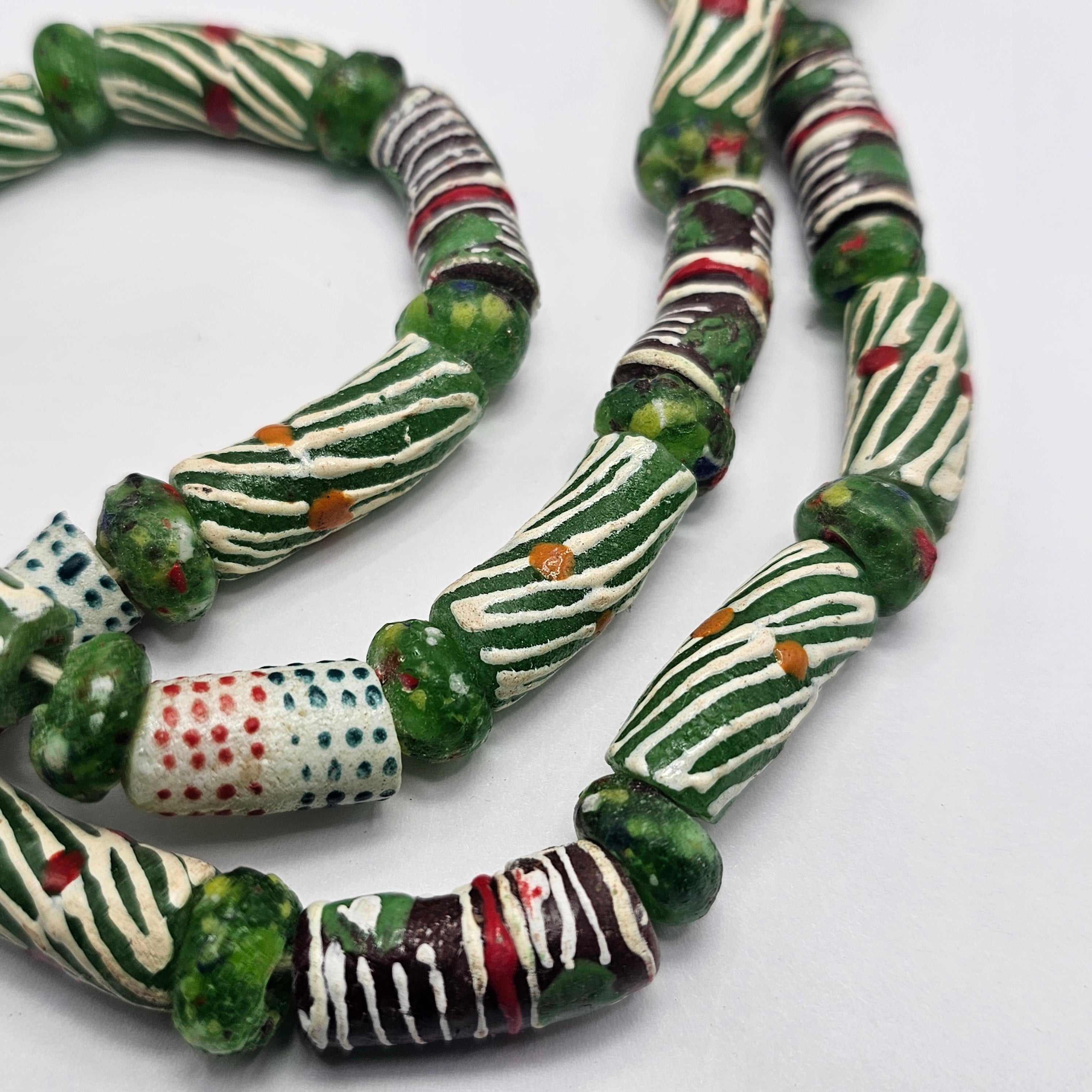 Green Long Strand African Beads, Jewelry Making