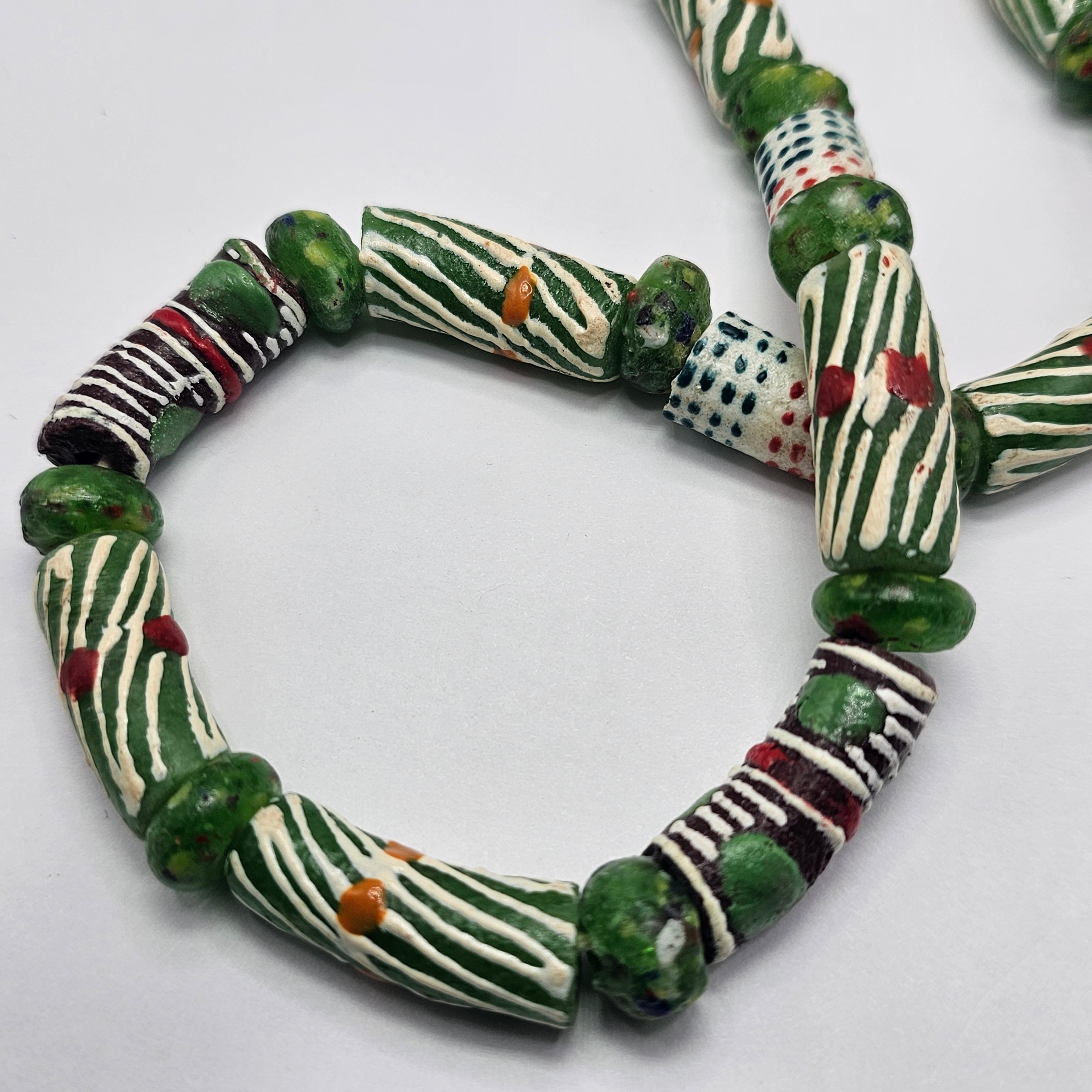 Green Long Strand African Beads, Jewelry Making