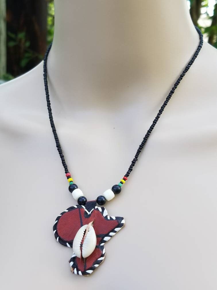 African Map Necklace, Rasta Necklace