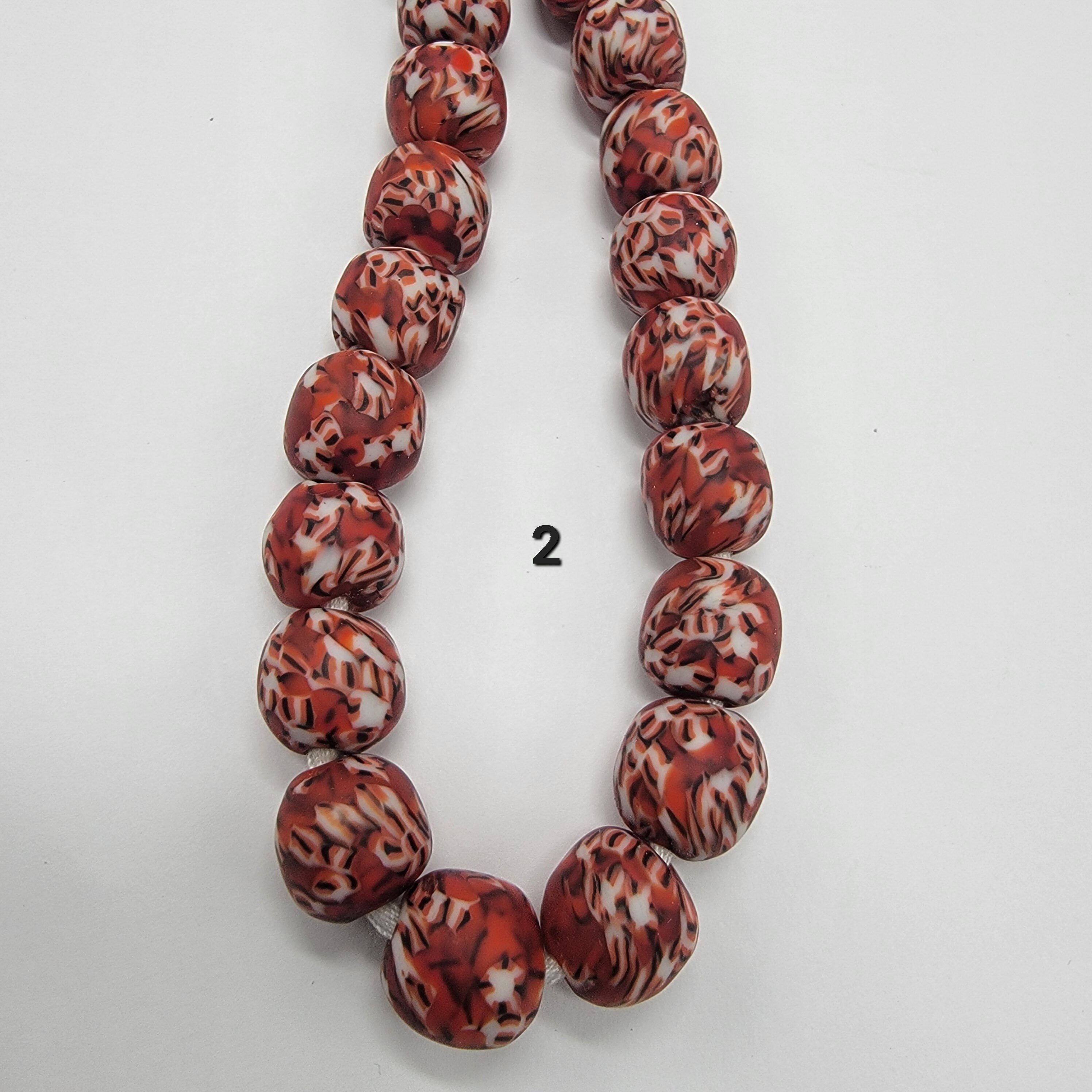 Red African Recycled Glass Beads, Ethnic Beads