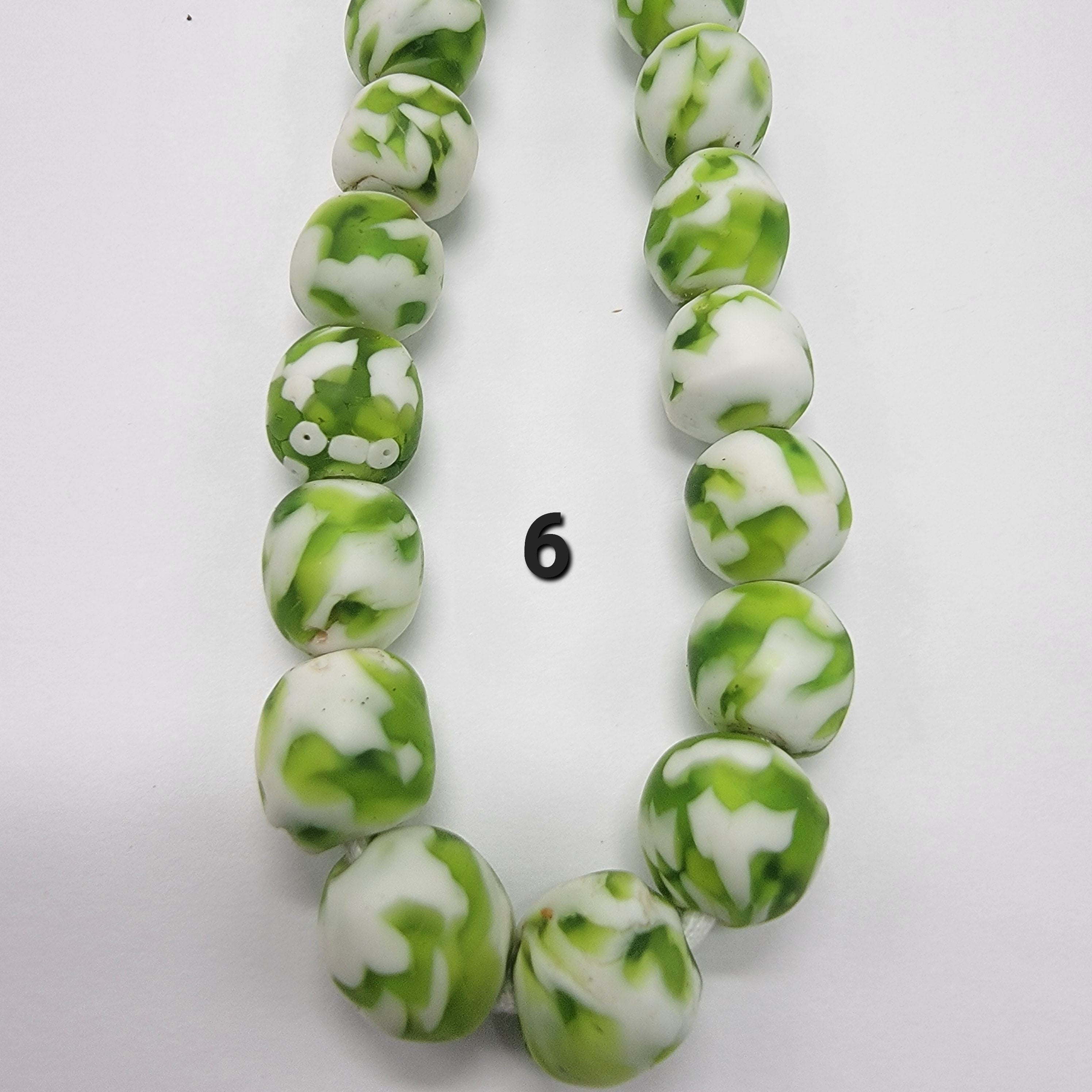 Green African Recycled Glass Beads, Ethnic Beads