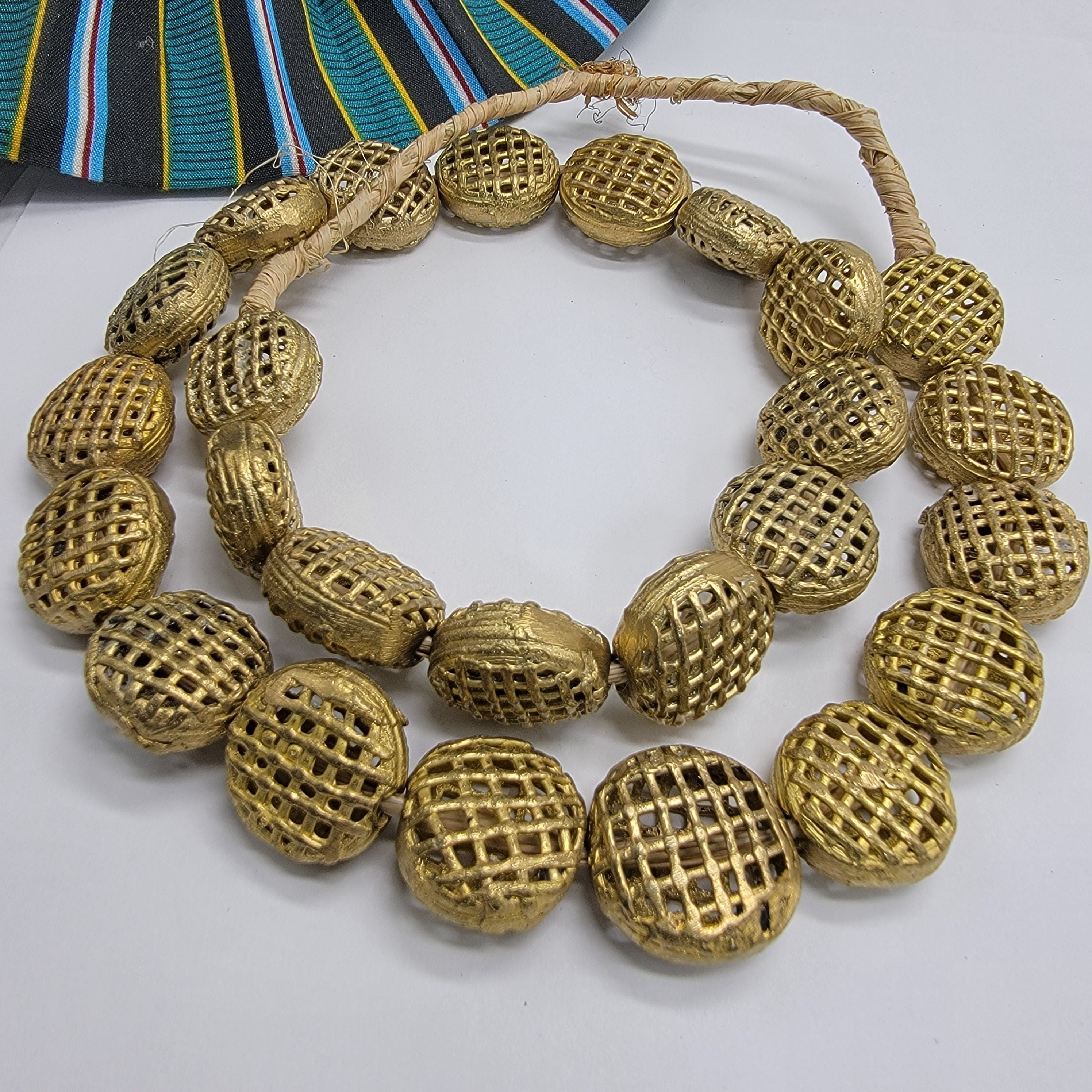 24 Netted African Brass Beads