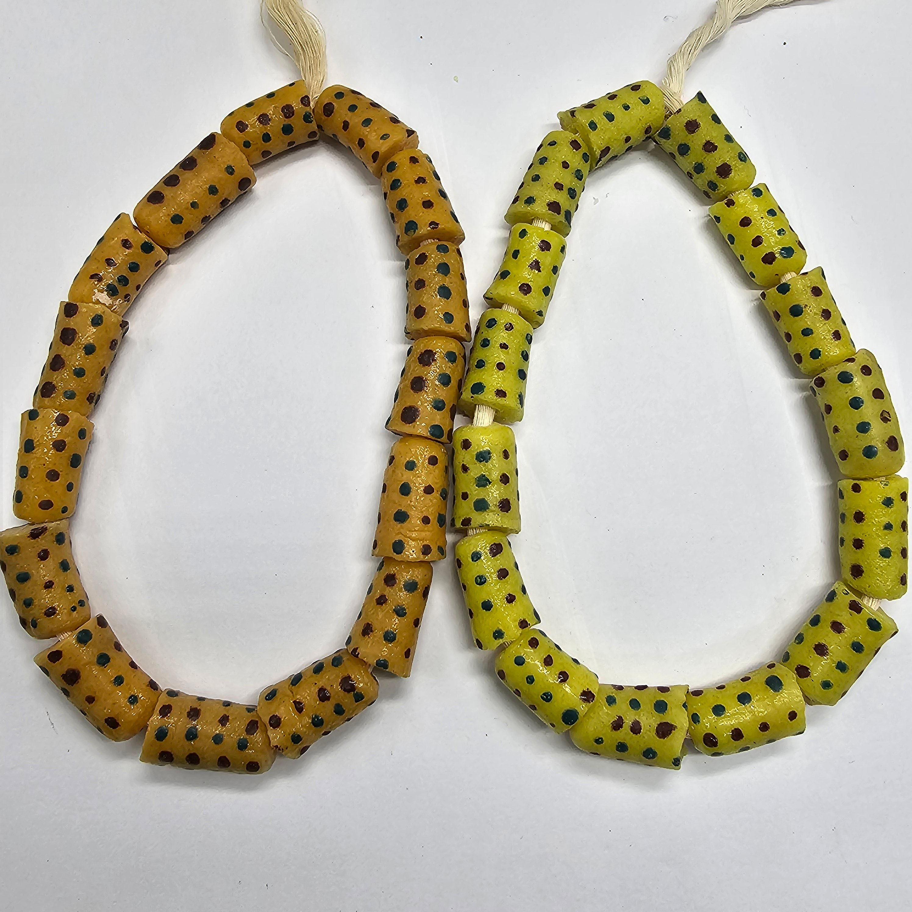 16 Krobo Glass Beads, Handmade Jewelry Making Beads