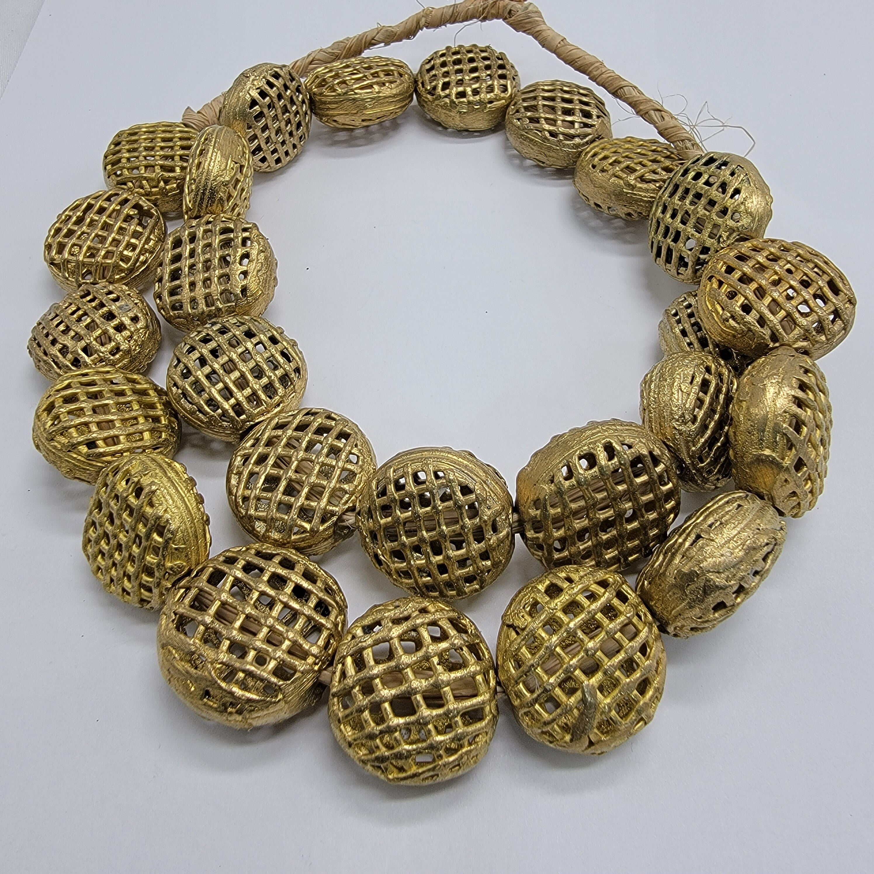 24 Netted African Brass Beads