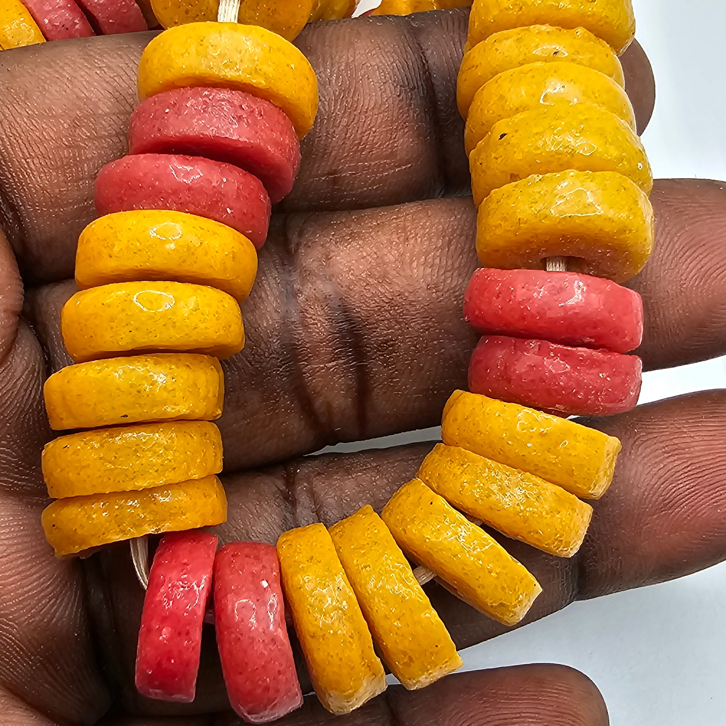 48 Mustard Yellow Red Spacer Beads