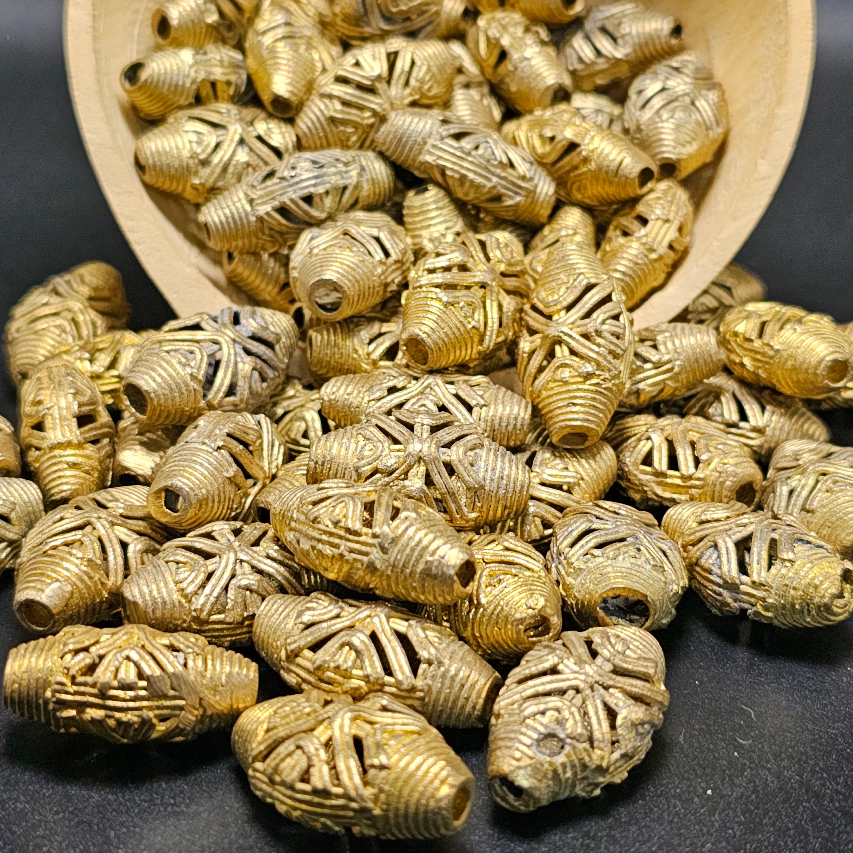 Bicone Brass Beads, African Beads, Polish Brass