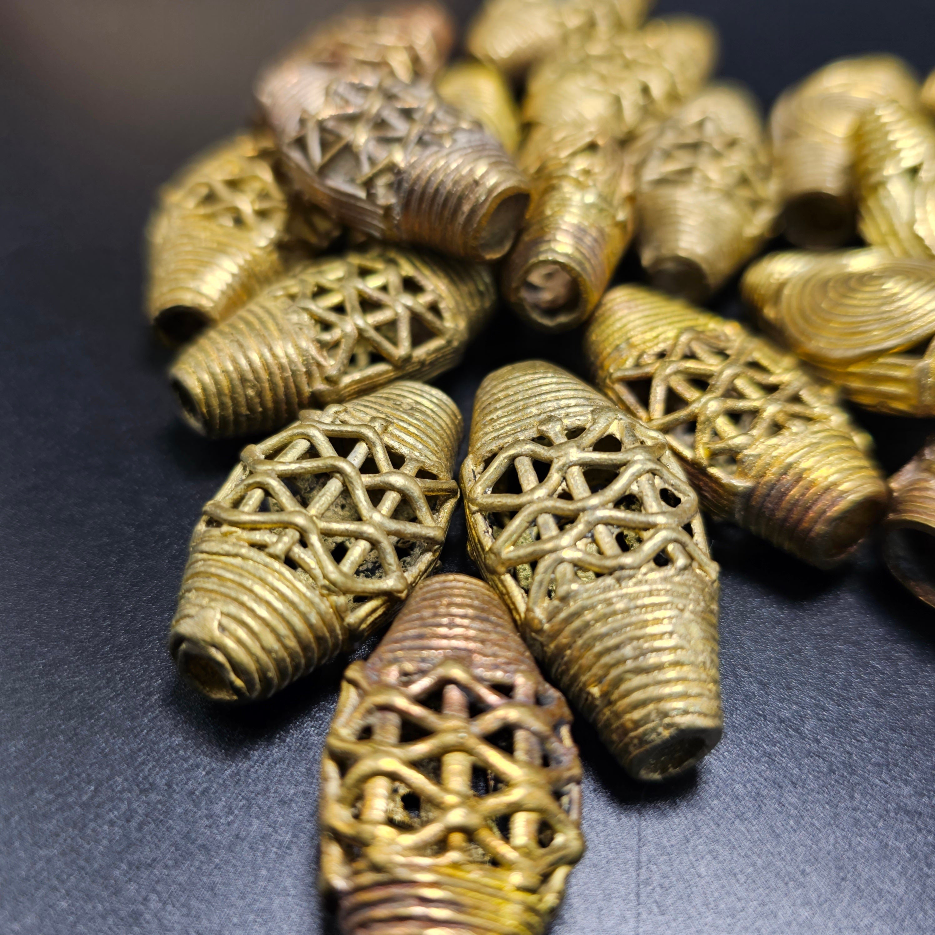 African Lost Wax, African Brass Beads, Bi-cone Brass Beads