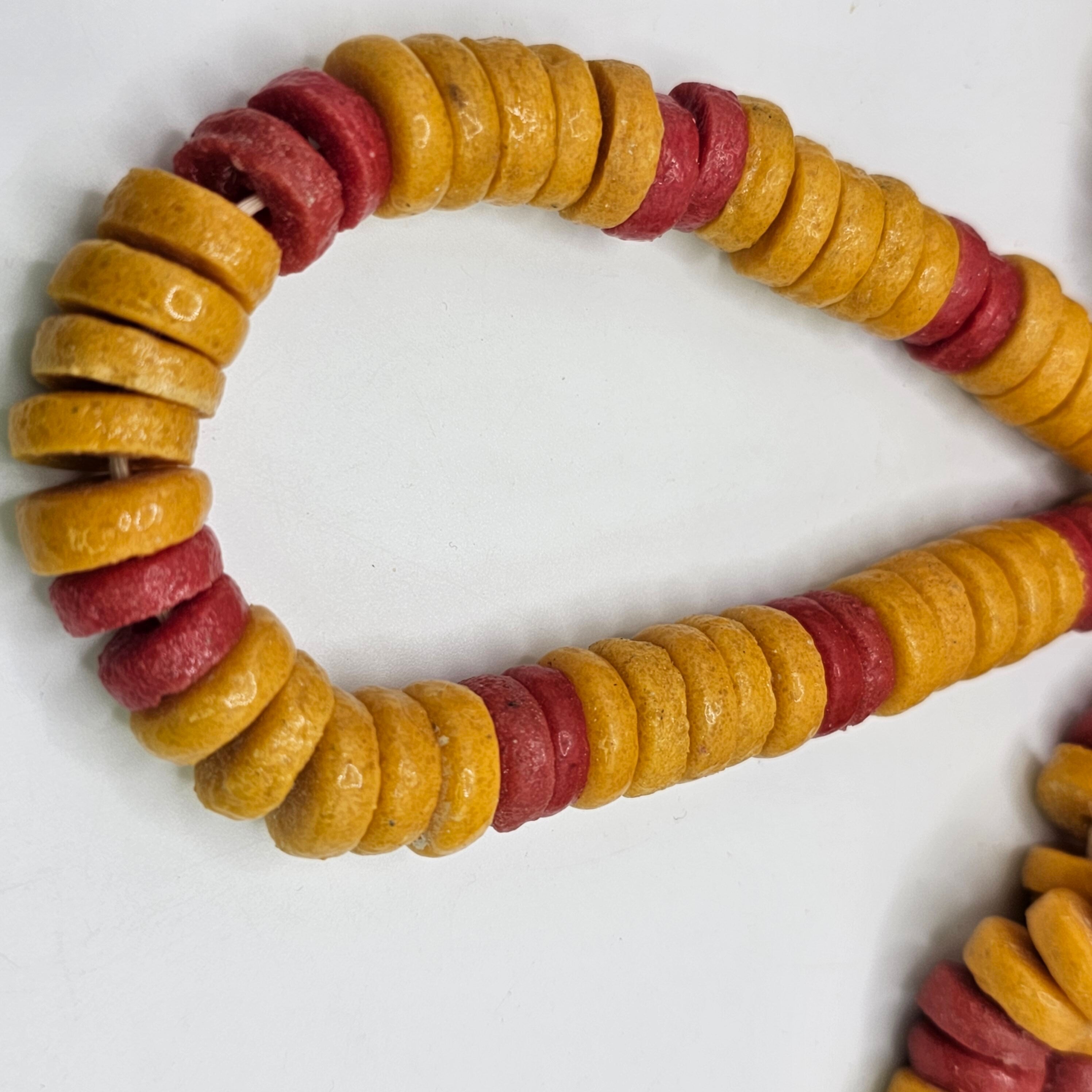 48 Mustard Yellow Red Spacer Beads