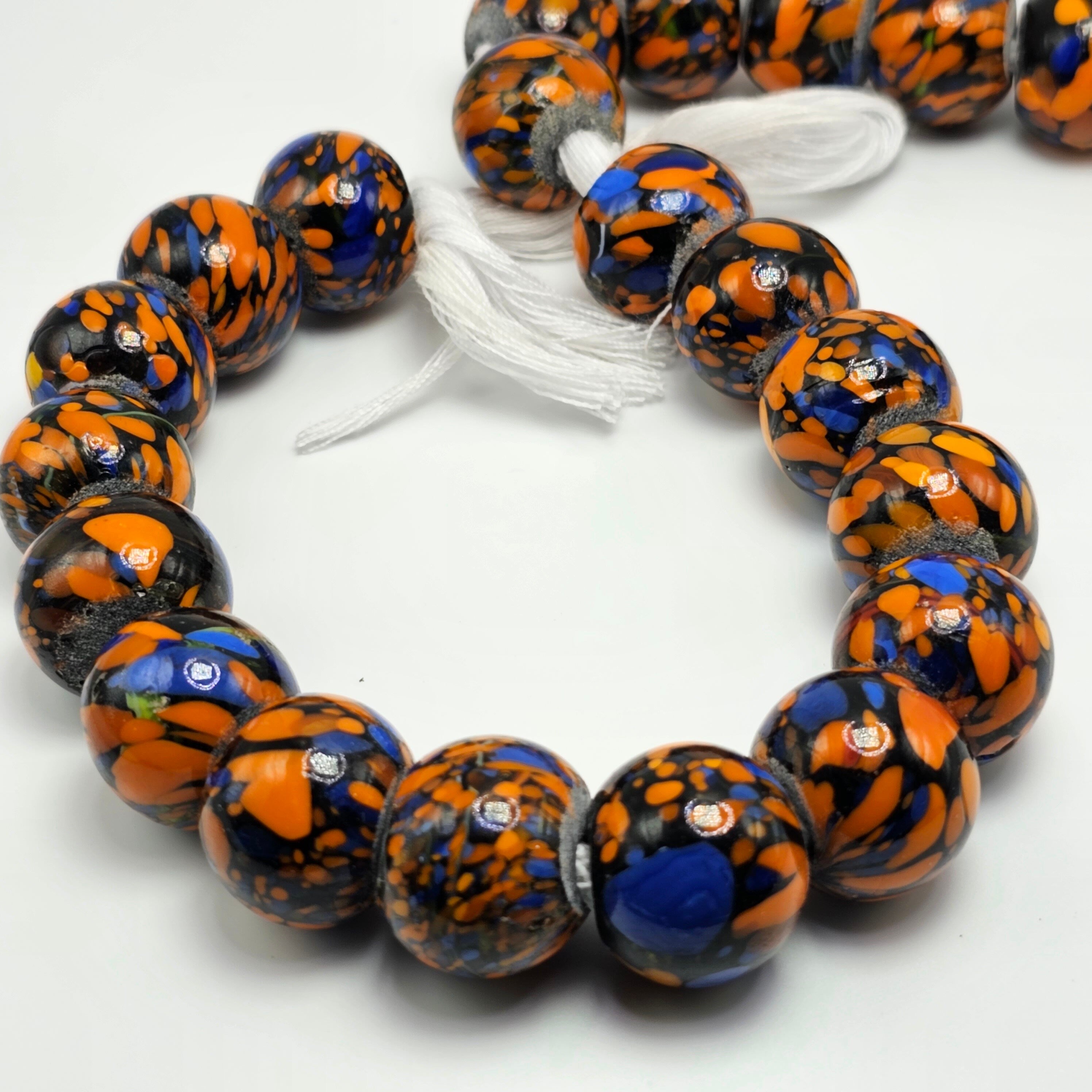 Orange Blue Lamp Beads, Indian Beads