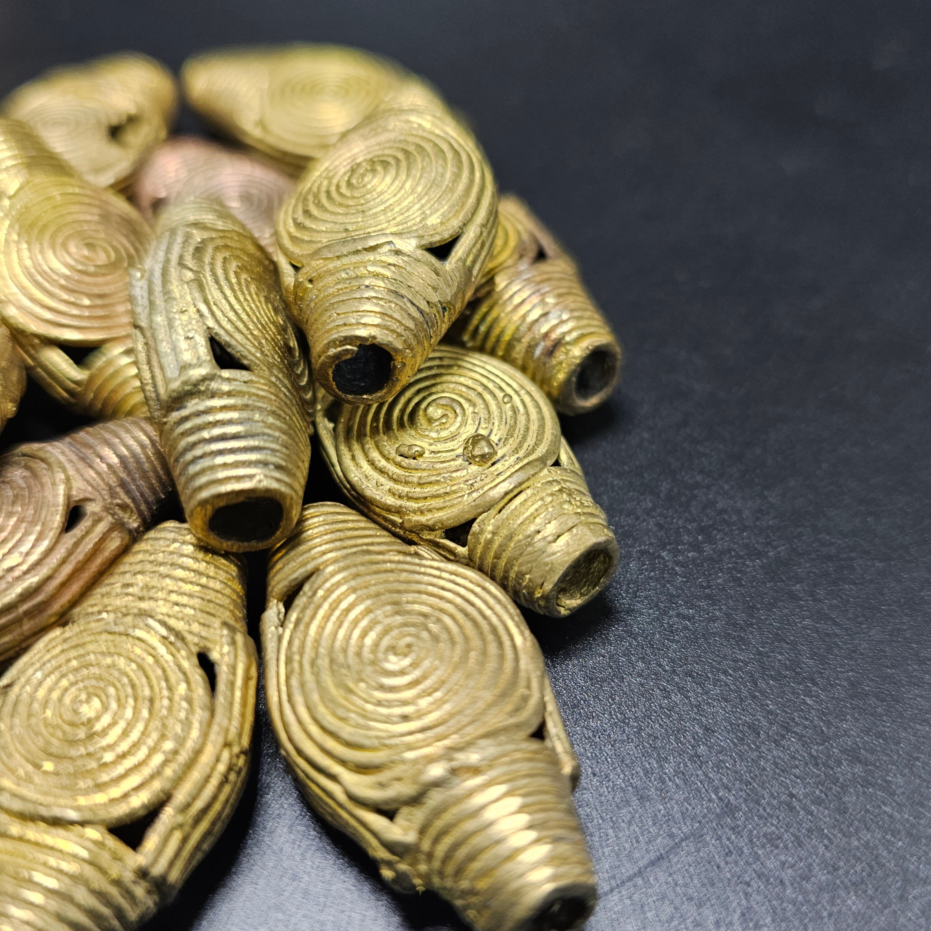 African Lost Wax, African Brass Beads, Bi-cone Brass Beads