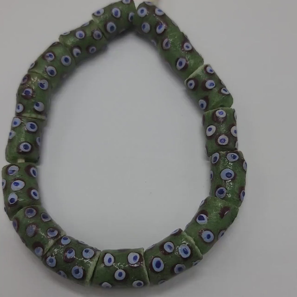 Green Eye African Beads, Krobo Beads