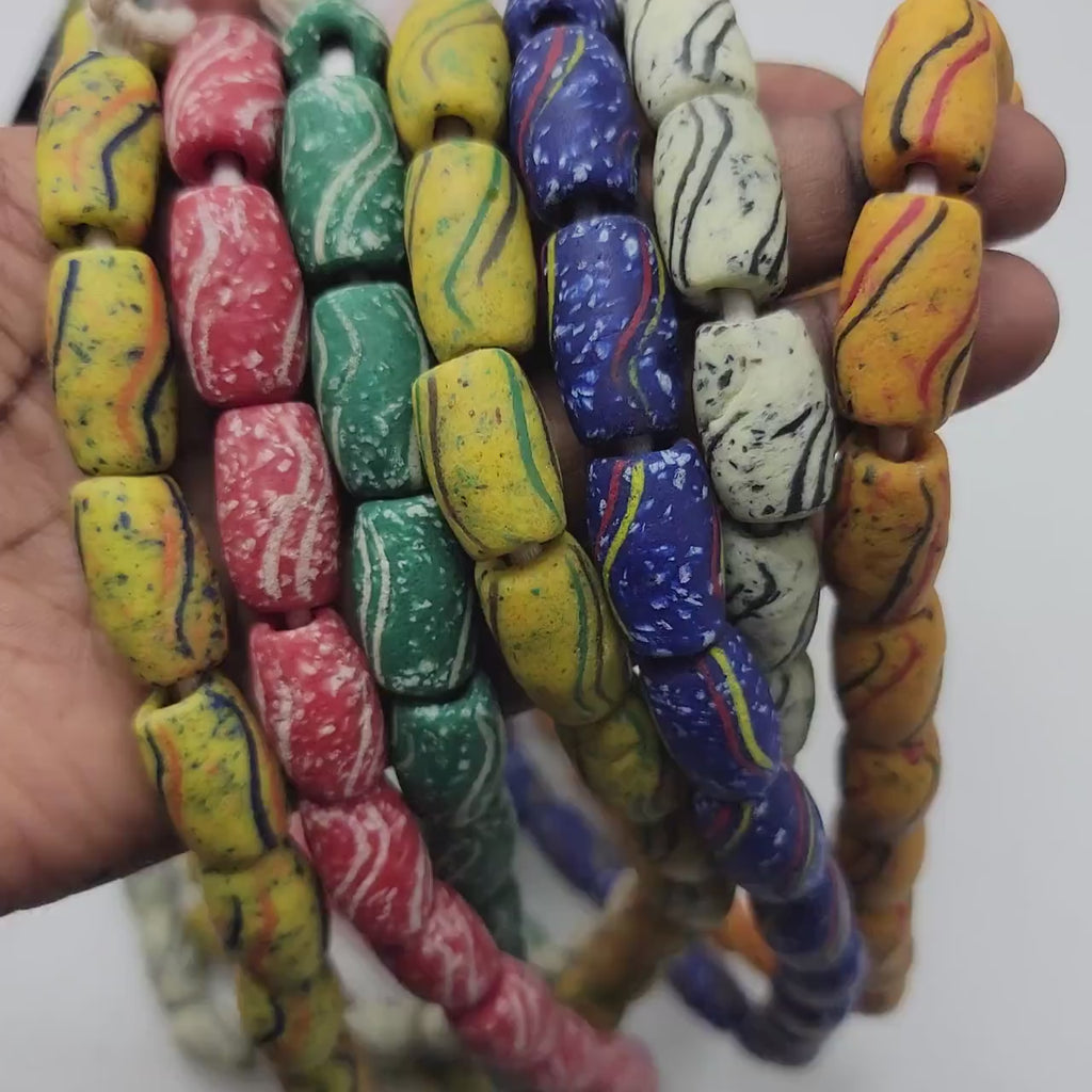 Krobo Bi-cone Beads, Handmade Beads, African Jewelry