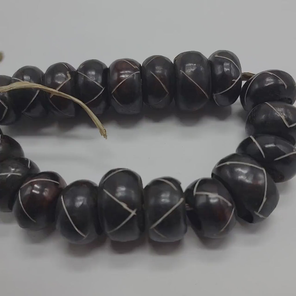 Brown Batik Beads, African Beads