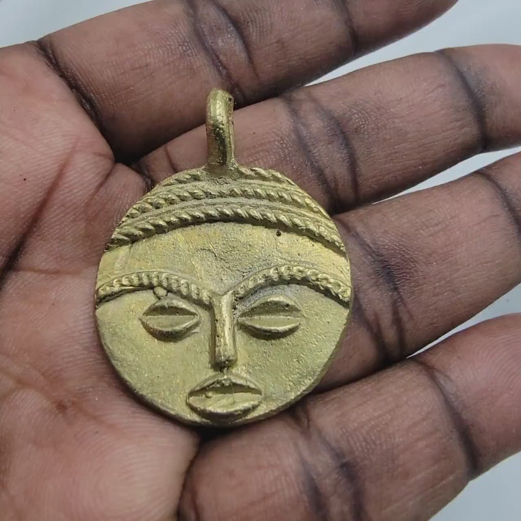 African Brass Face Mask, Metal Beads