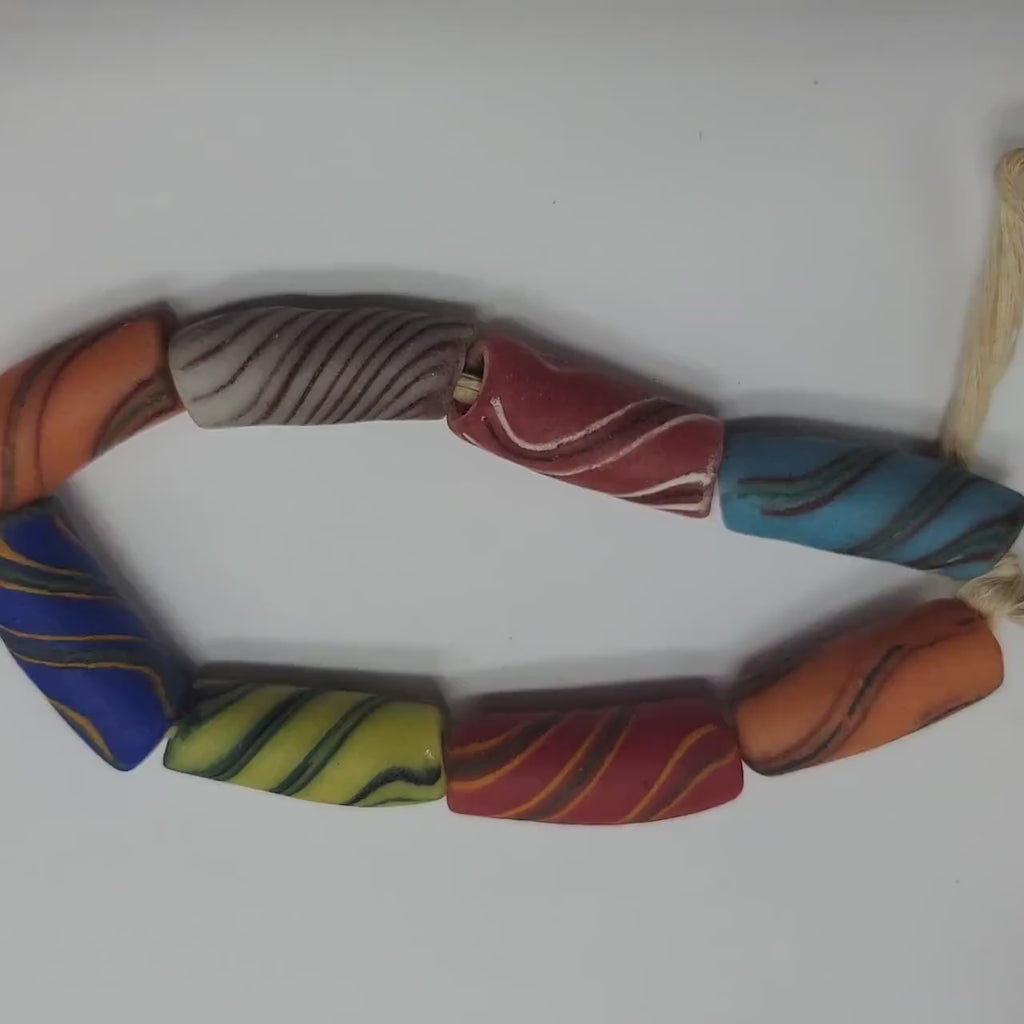 8 African Krobo Tube Beads