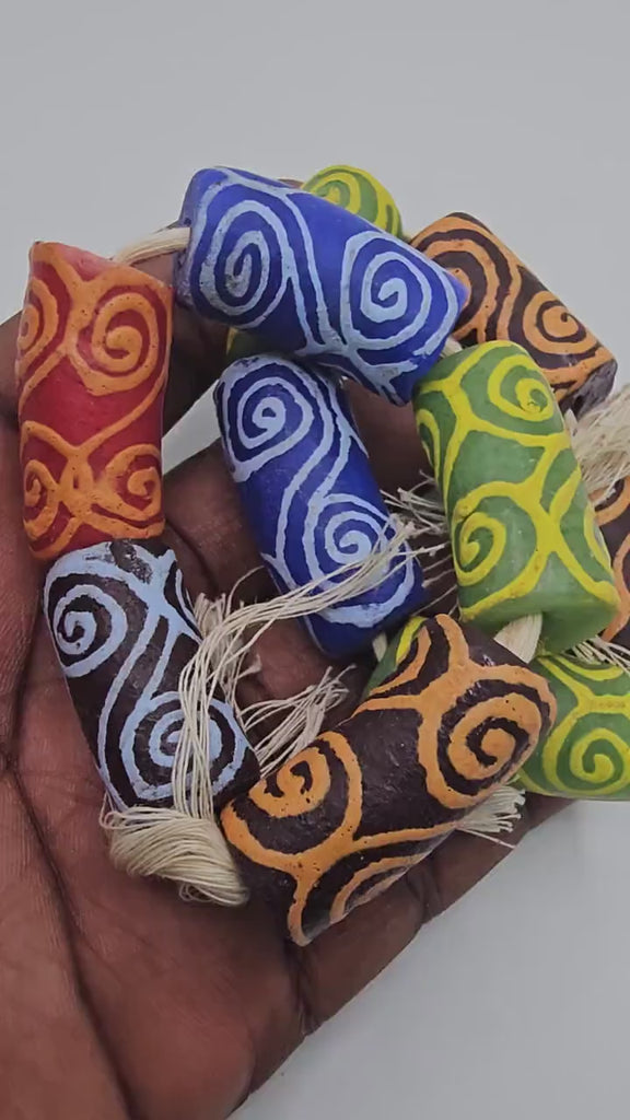 Large Medley Mix Hand Panted African Beads