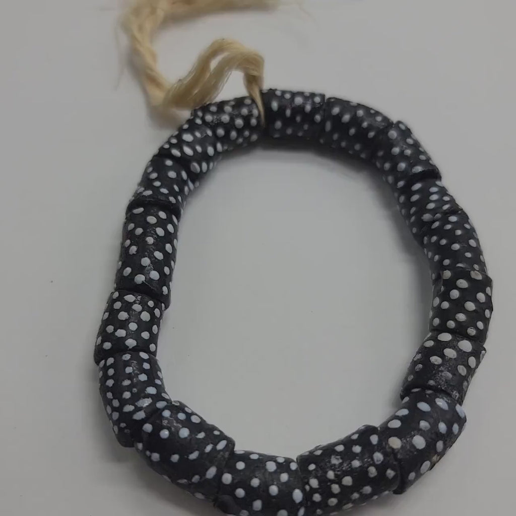 Black and White Polka dot Krobo beads