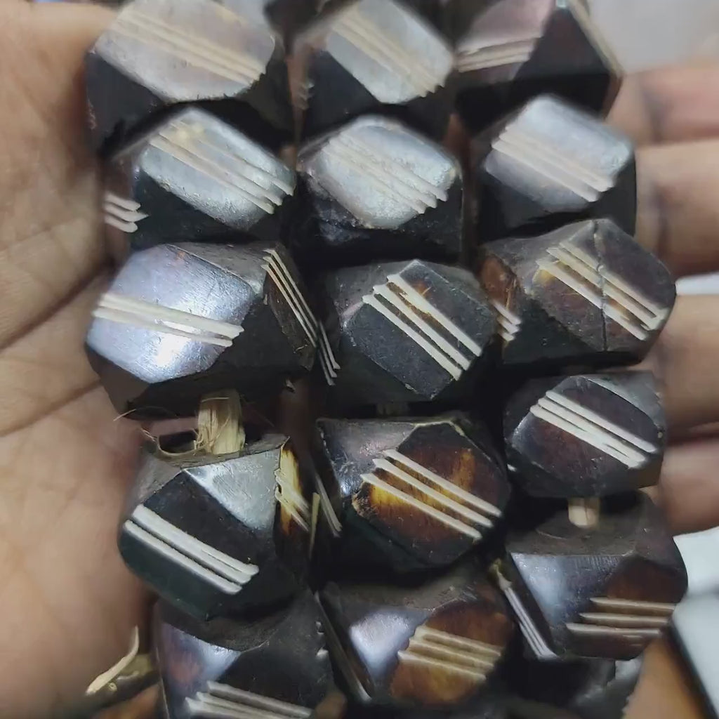 Brown Diamond African Bone Beads