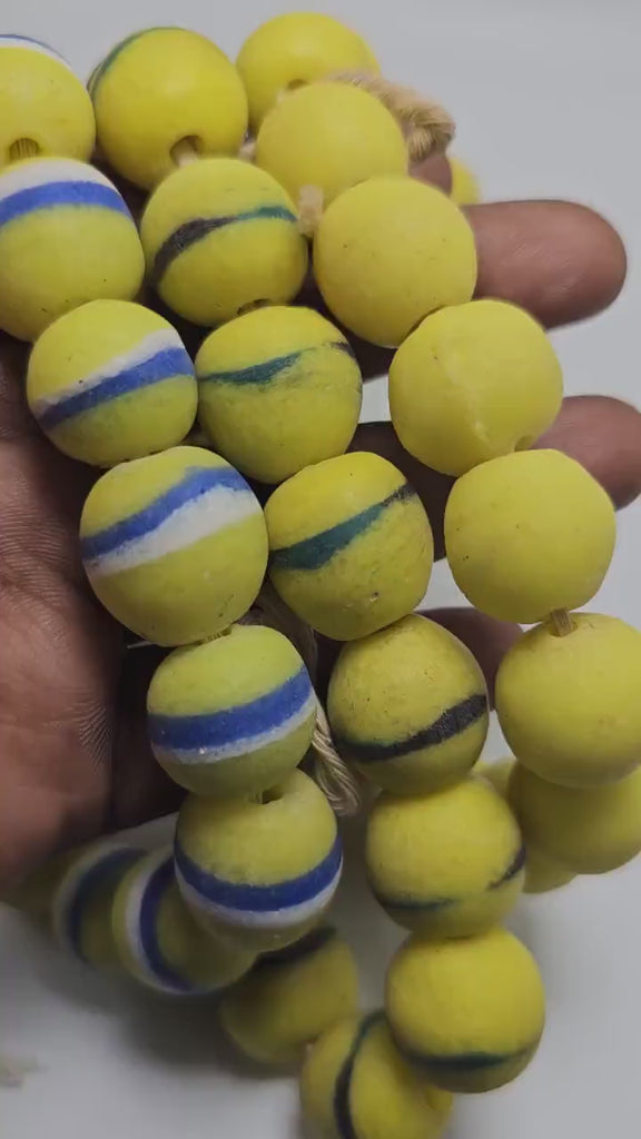 Yellow African Ball Beads, Jewelry Making Beads