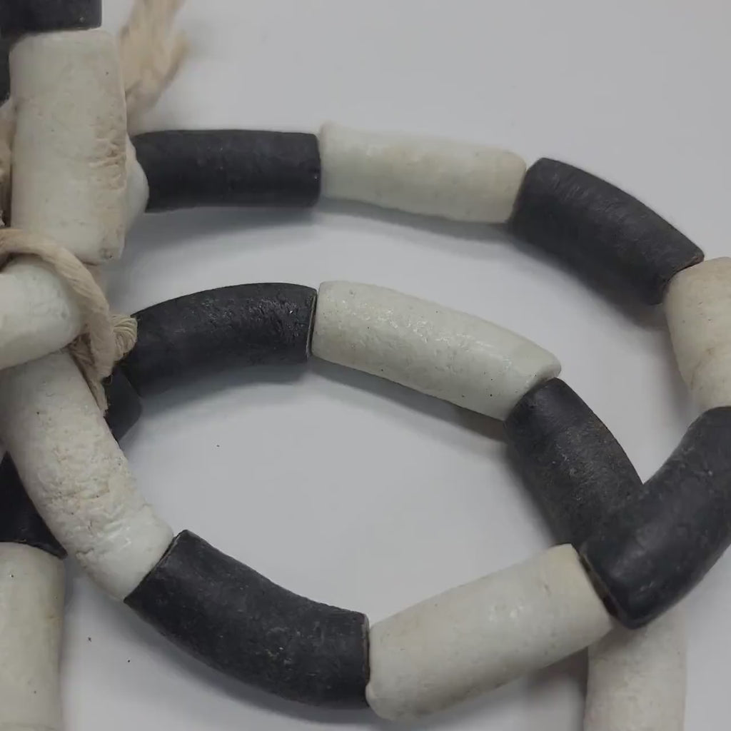 Black and White Tube Beads, African Beads