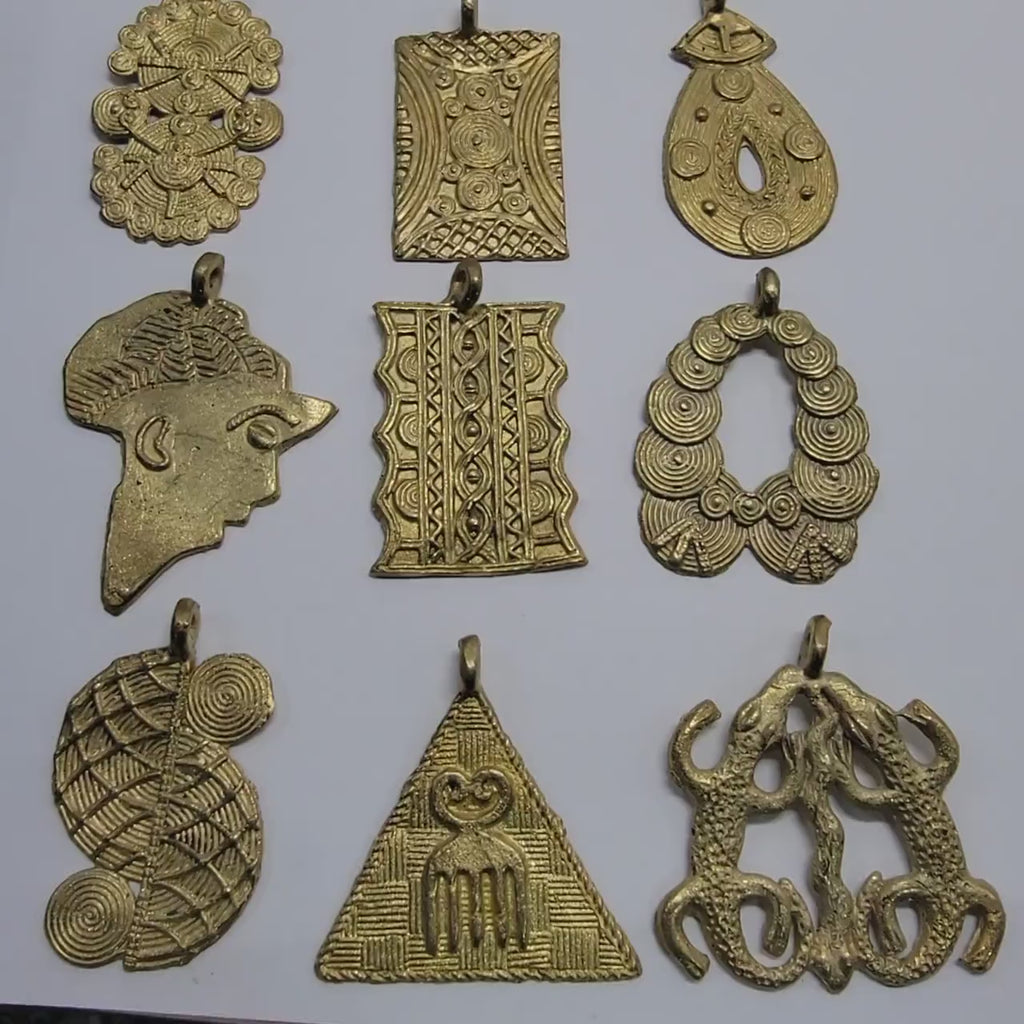 African Brass Pendant, Ashanti Brass