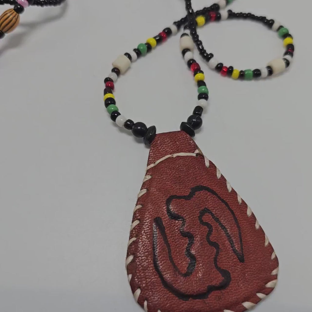 Leather African Necklace, Unisex Jewelry, Boho