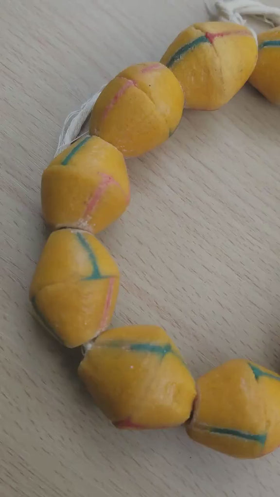 11 Mustard Yellow Chunky bead, Large  African Beads