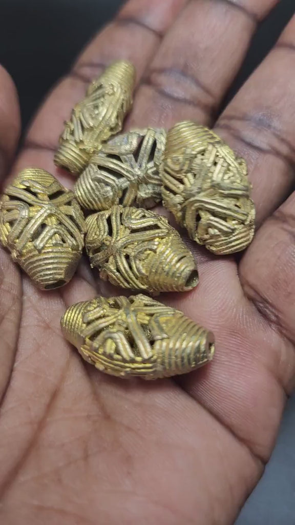 Bicone  Brass Beads, African Beads, Polish Brass