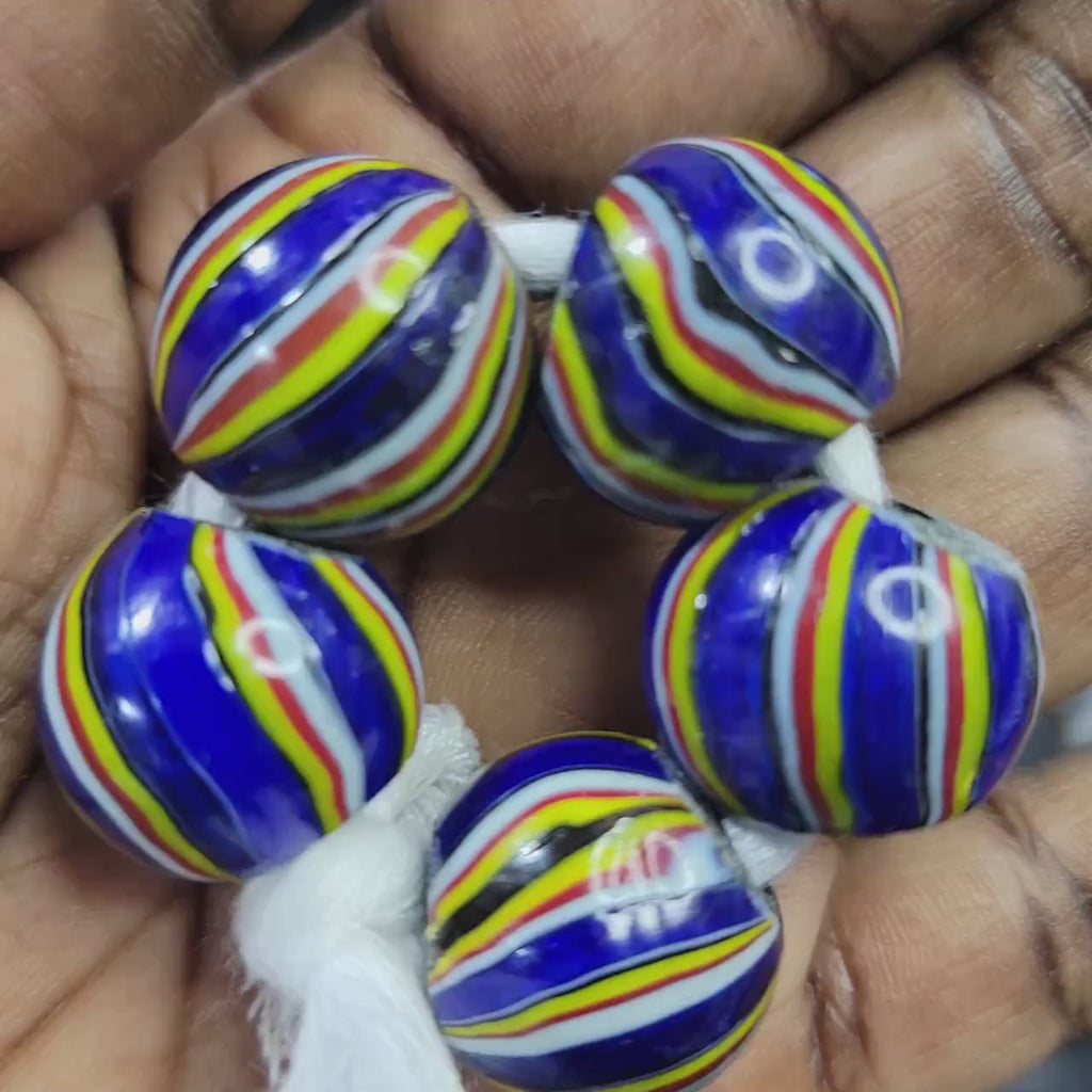 Blue Stripe Glass Bead