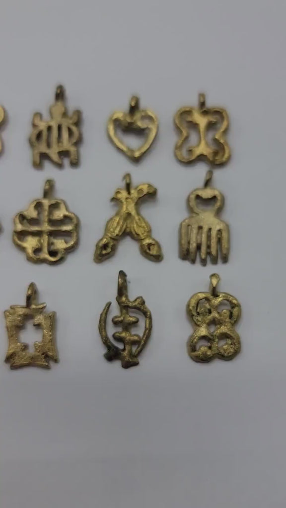 Small Tribal Brass Pendants, African Adinkra Charm, Brass Beads