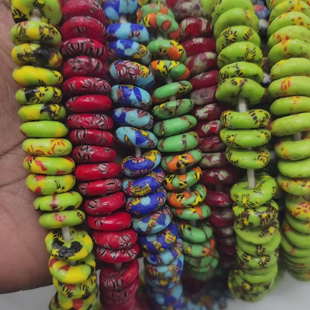 25 Pieces of powered glass spacer African beads, Krobo beads, recycle beads