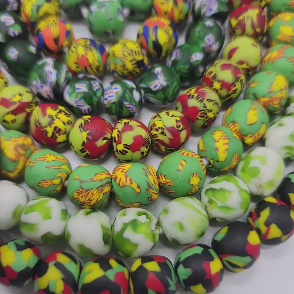 Green African Recycled Glass Beads, Ethnic Beads