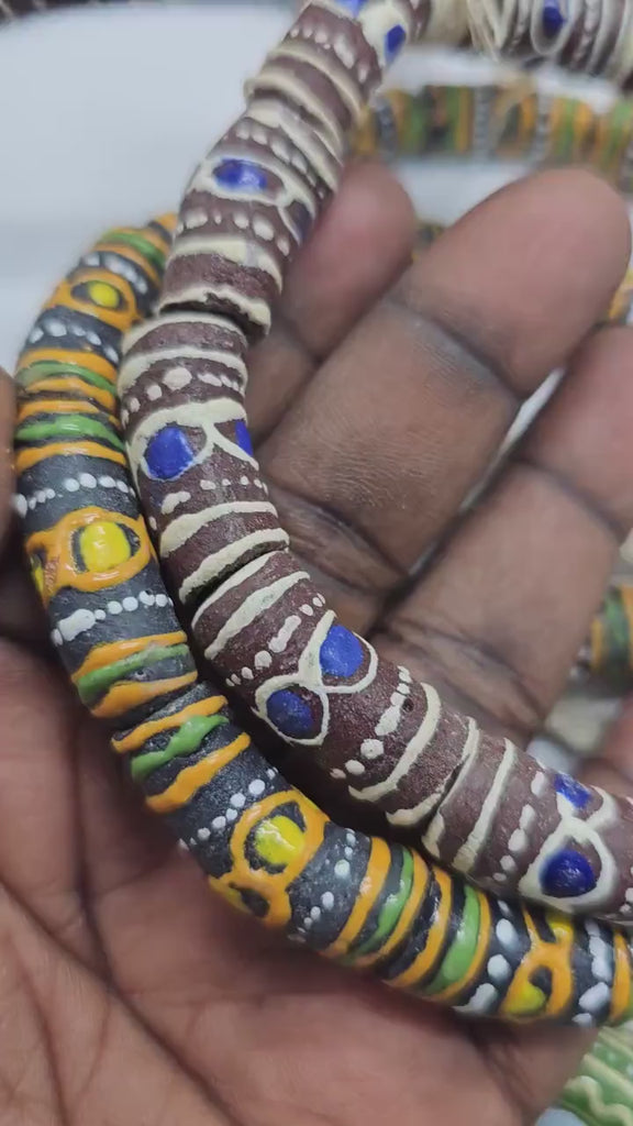 10 Hand Painted African Beads, Krobo beads, Recycle Beads