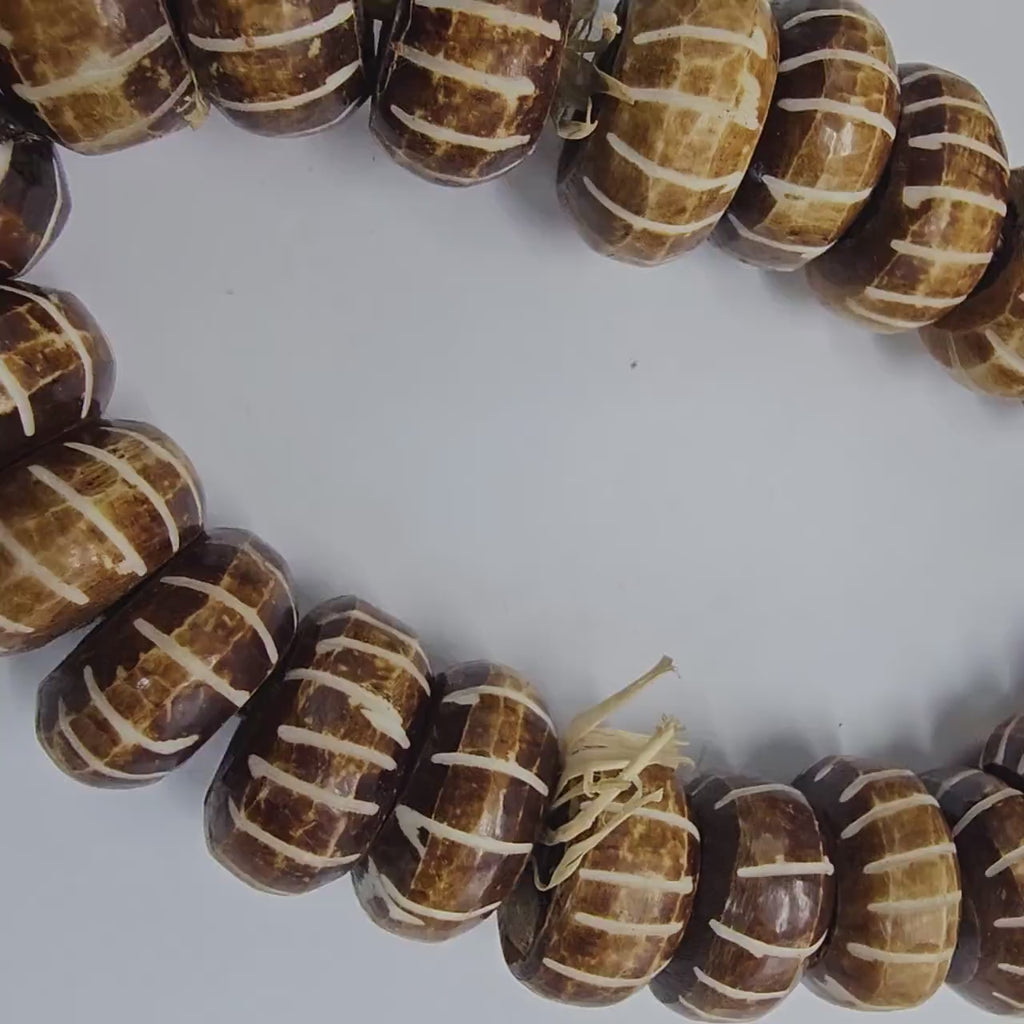 Brown Batik Bone Beads, African Beads