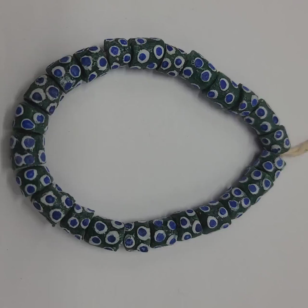 24 Eye Painted Krobo Beads, African Jewelry, Handmade Beads