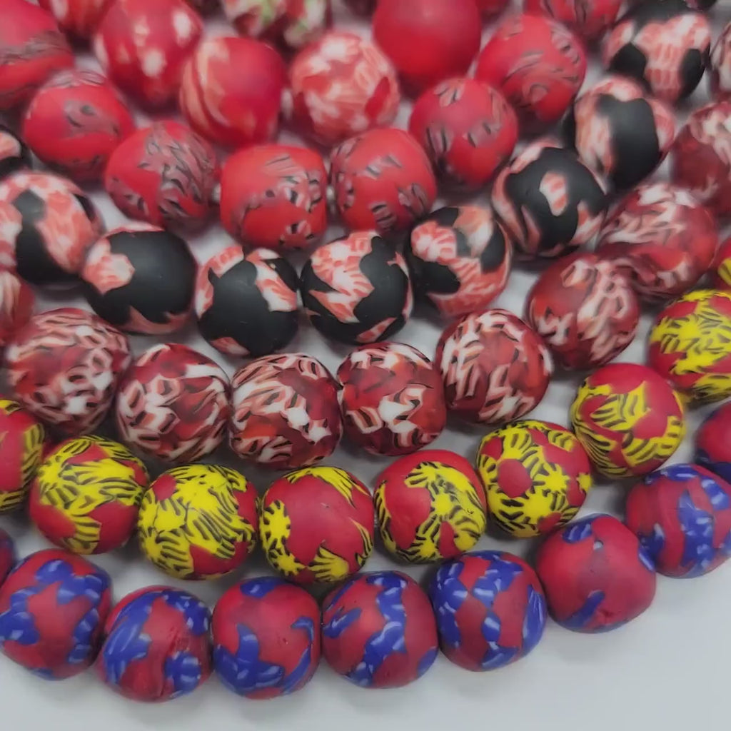 Red African Recycled Glass Beads, Ethnic Beads