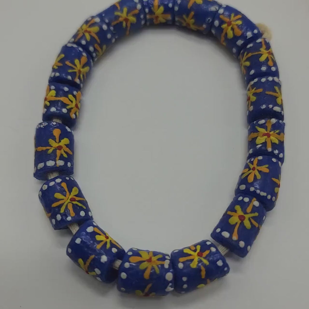 Blue Star Krobo Printed Beads