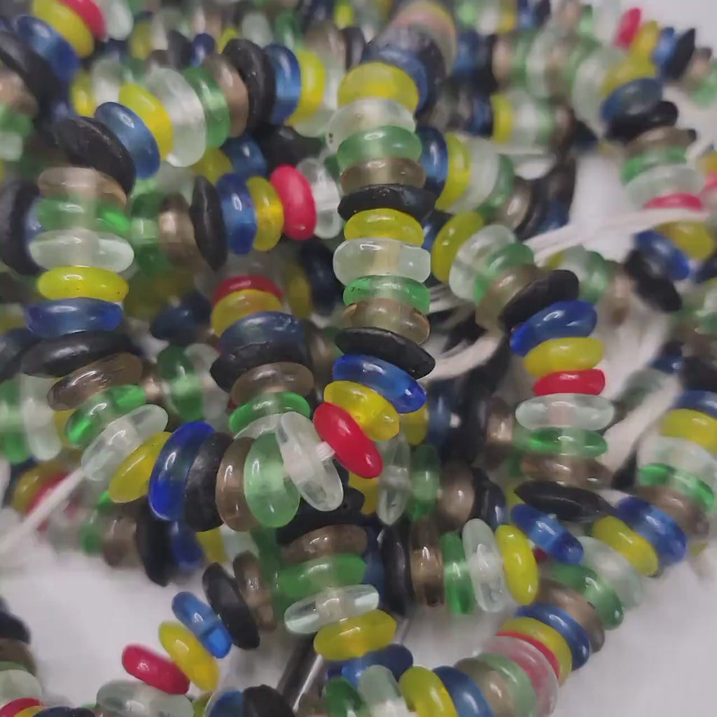 Mix Recycled Spacer Glass Beads, African Beads