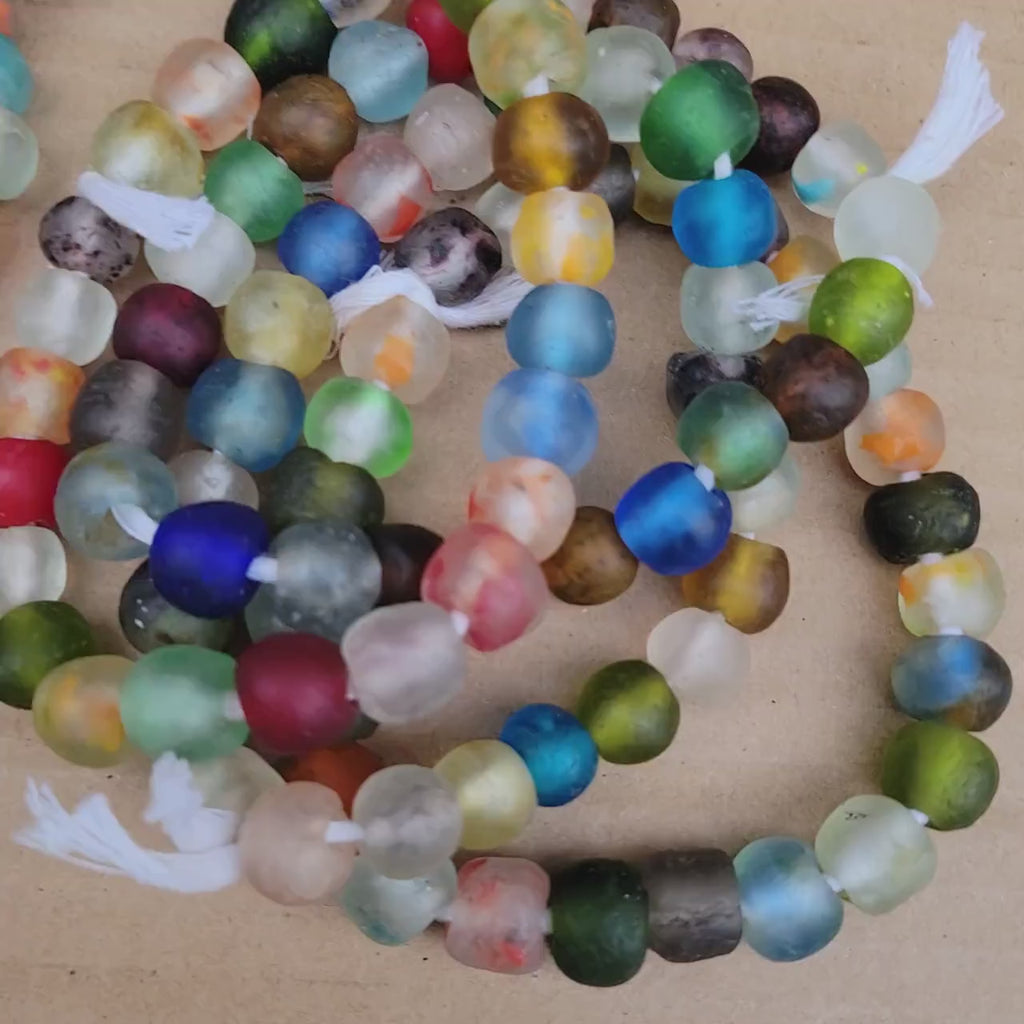 Recycled African Beads, Translucent Glass Beads, Fused Glass Beads