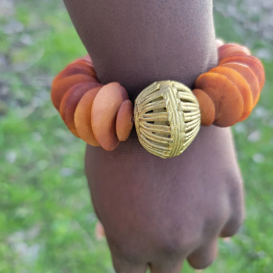 Bone Brass African Bracelet, Tribal Jewelry