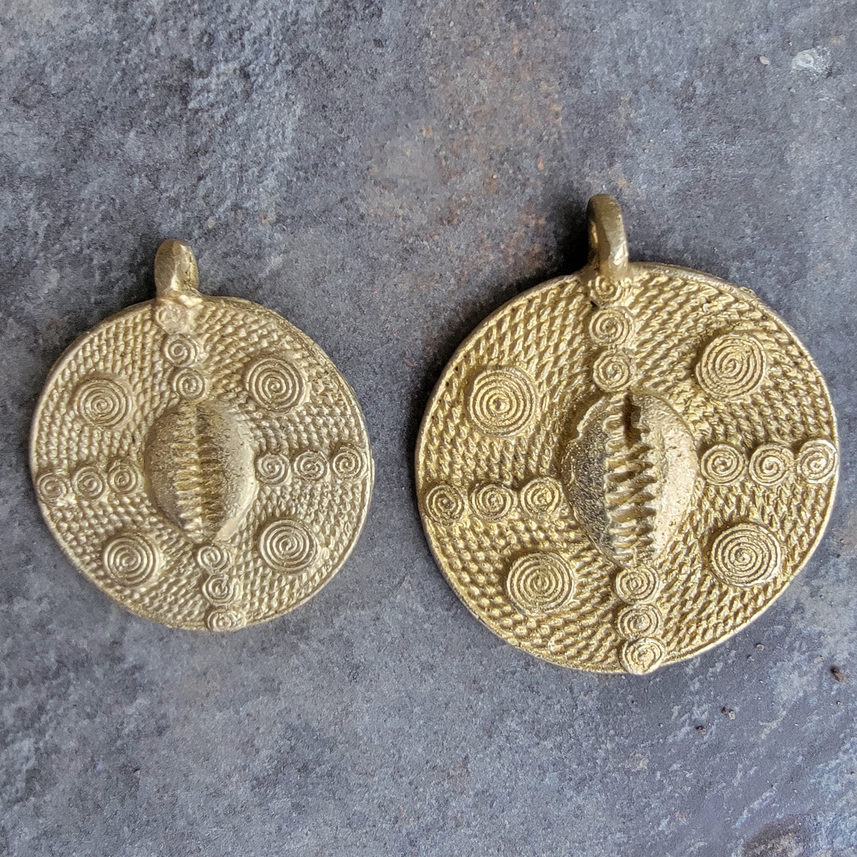 Cowrie Brass Pendant, African Brass