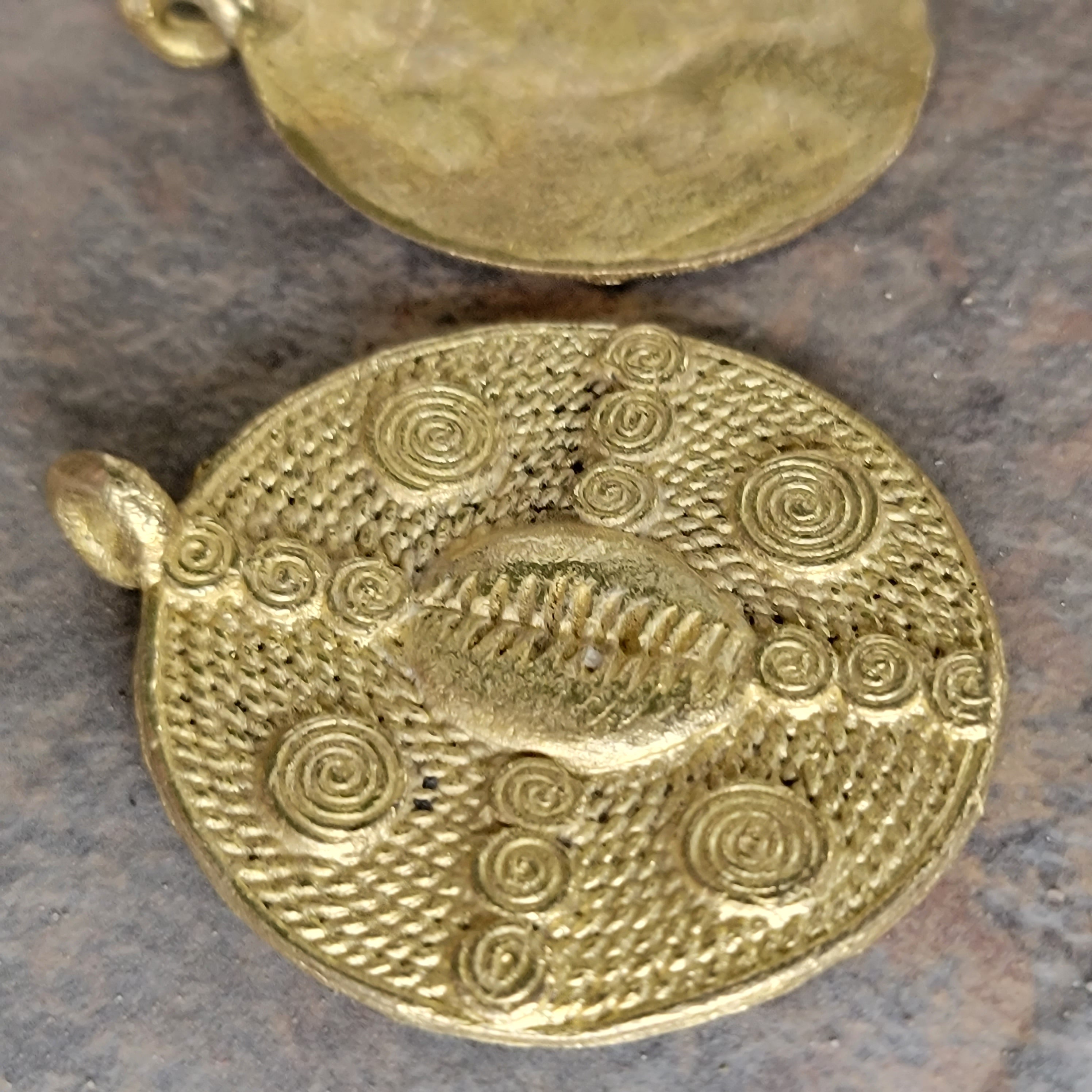 Cowrie Brass Pendant, African Brass