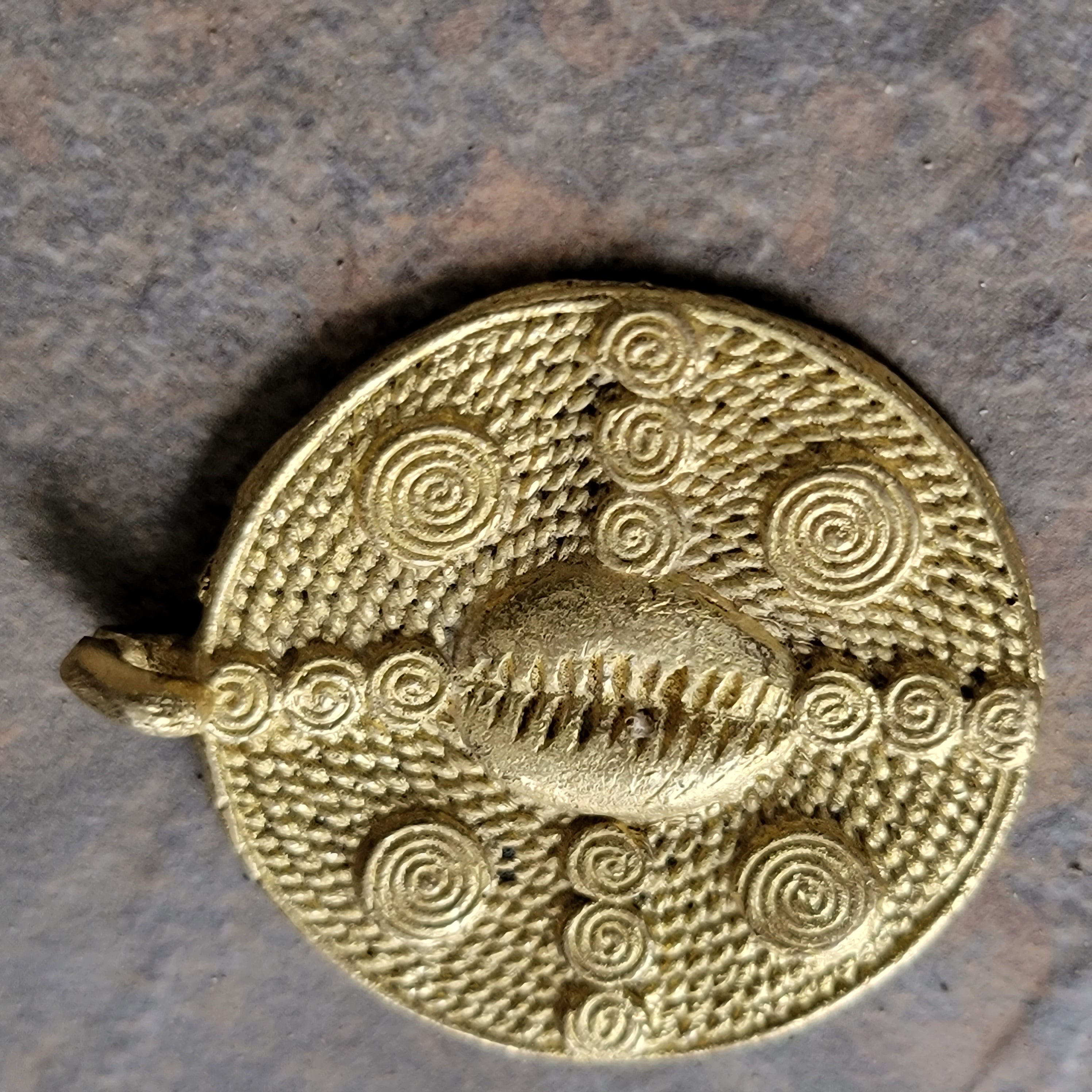 Cowrie Brass Pendant, African Brass