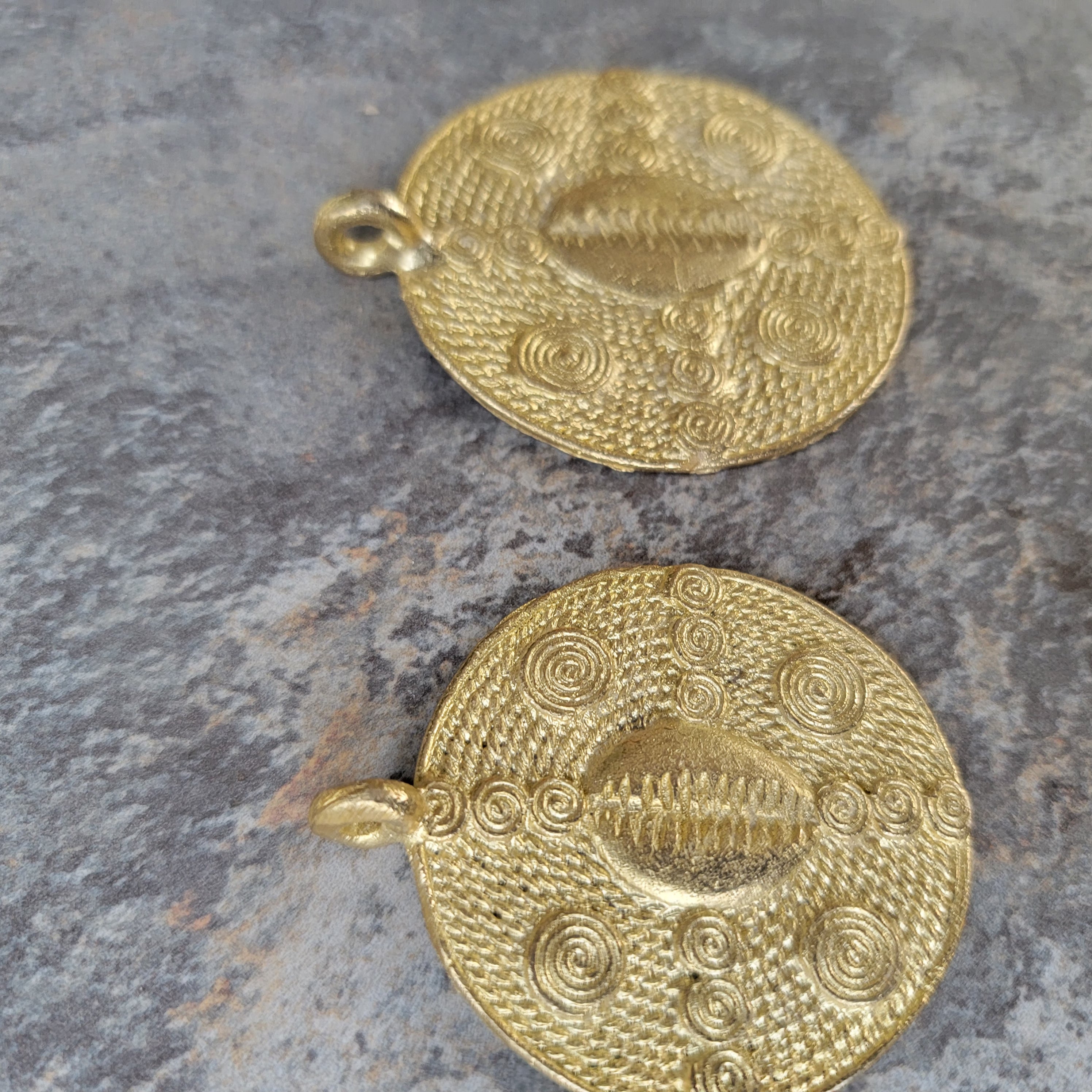 Cowrie Brass Pendant, African Brass