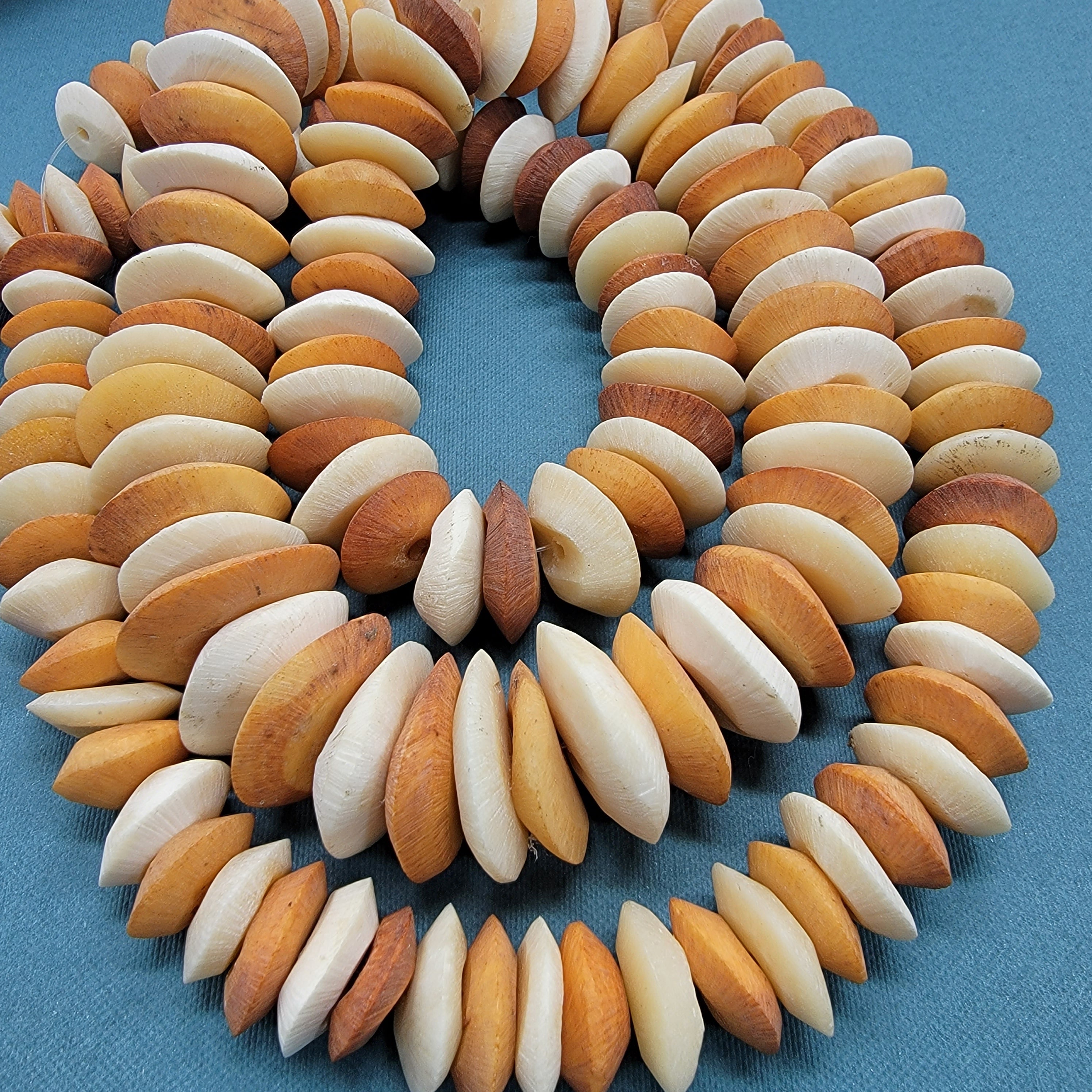 Cream Brown Bone Beads, African Jewelry