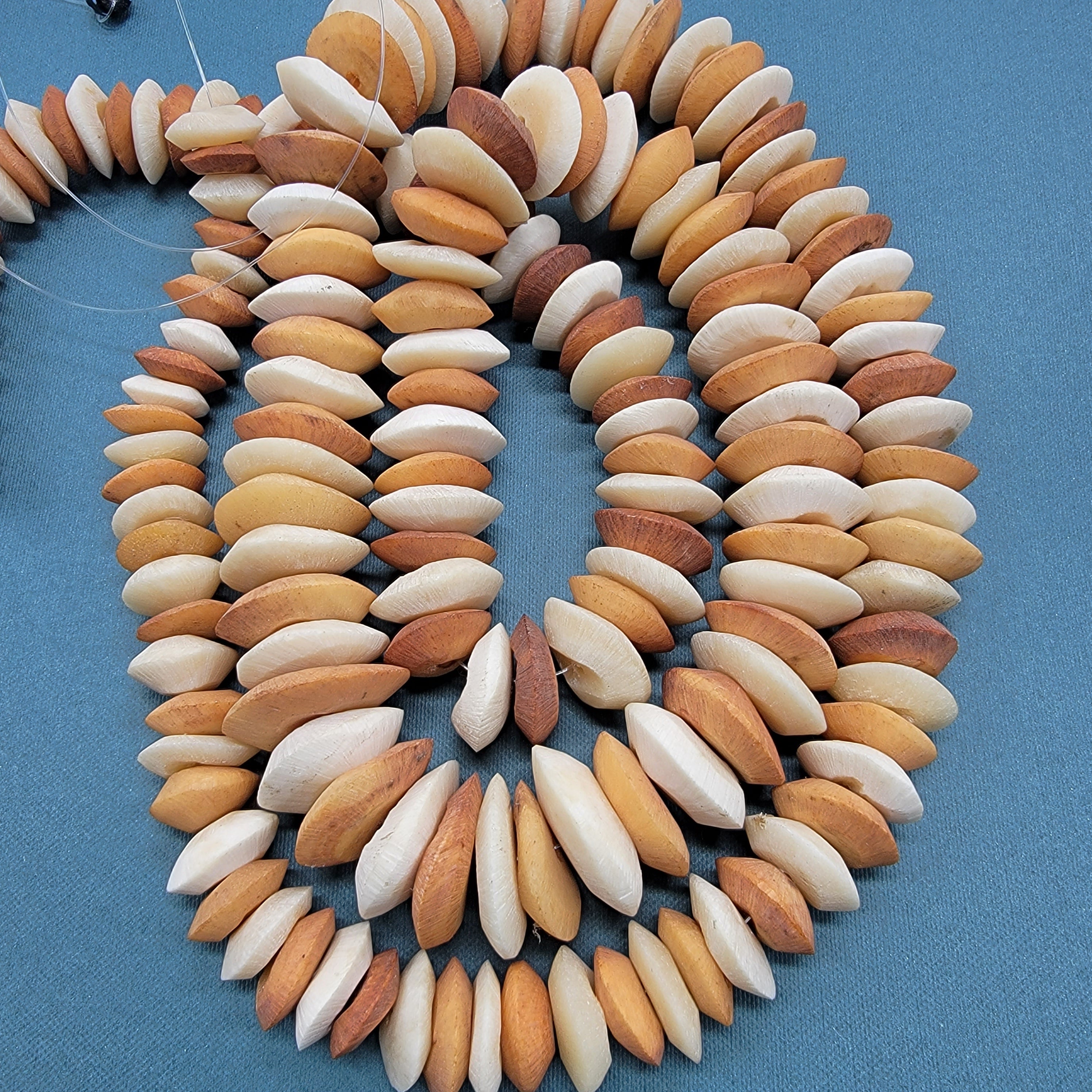 Cream Brown Bone Beads, African Jewelry