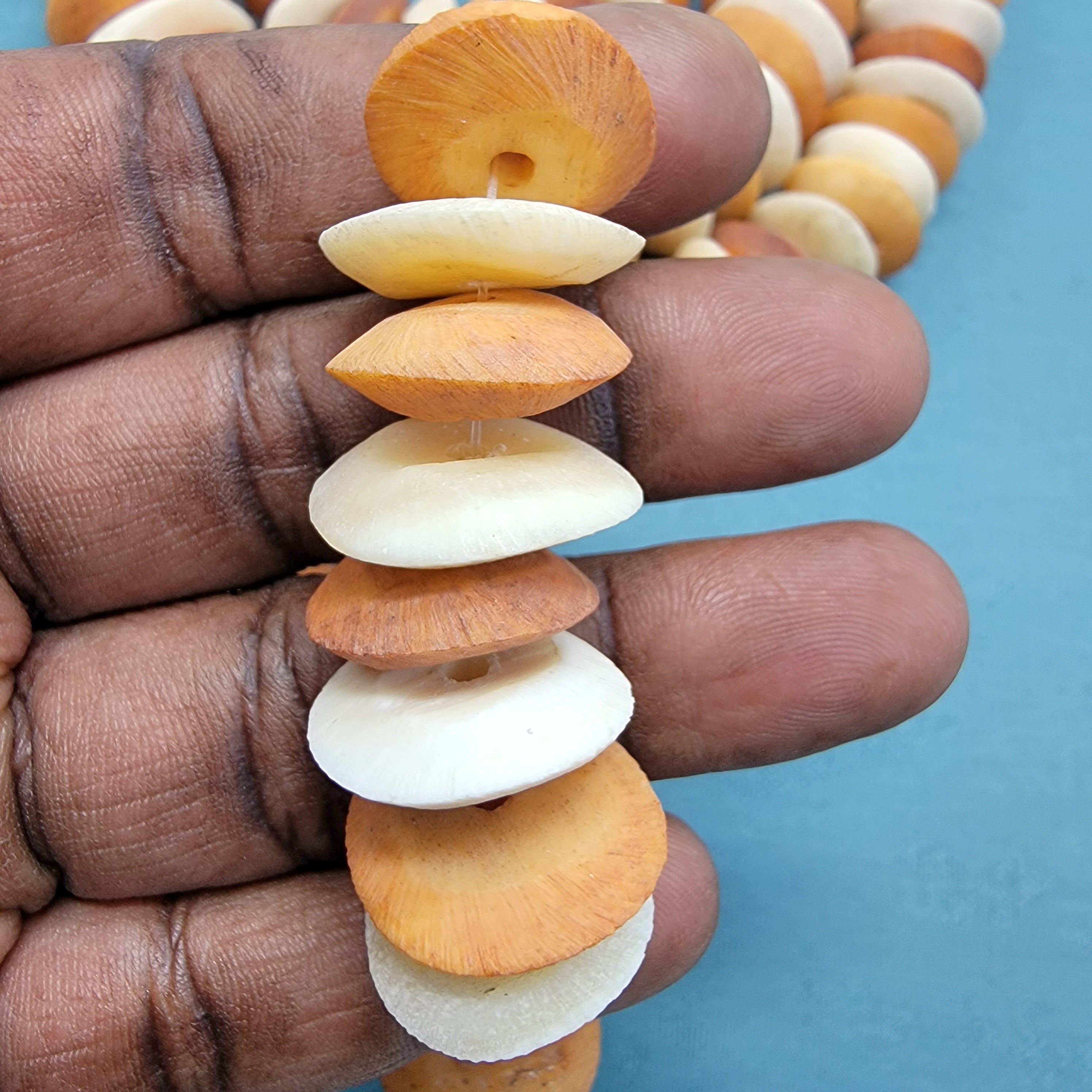 Cream Brown Bone Beads, African Jewelry