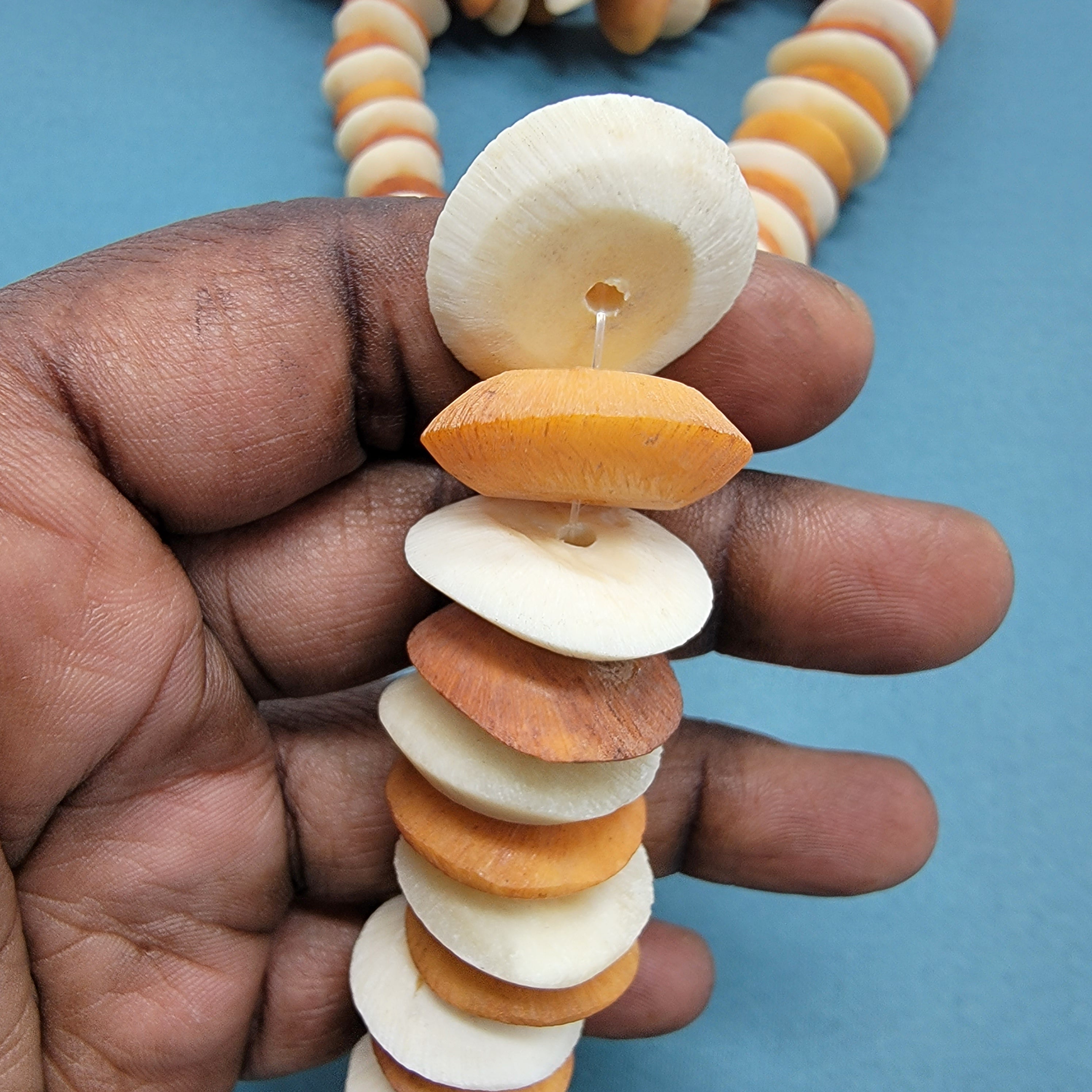 Cream Brown Bone Beads, African Jewelry